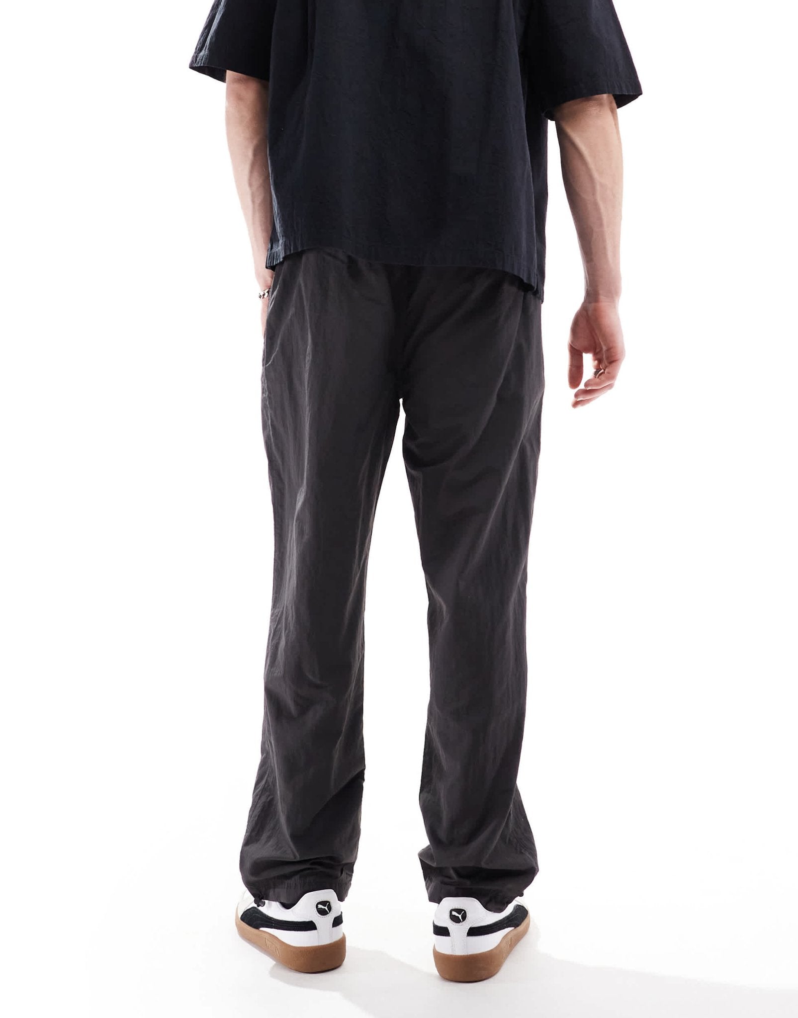 Brave Soul tapered nylon trousers in dark grey - ASOS Sample Sale