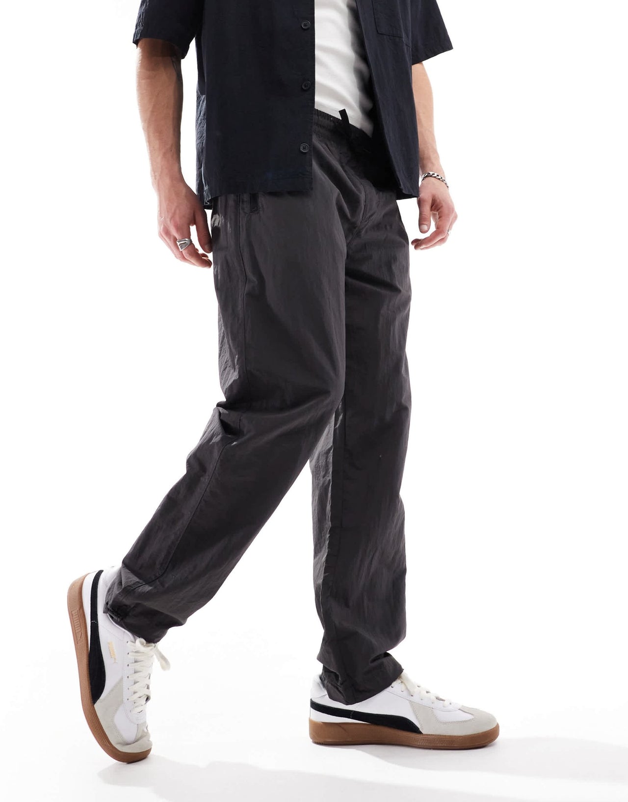 Brave Soul tapered nylon trousers in dark grey - ASOS Sample Sale