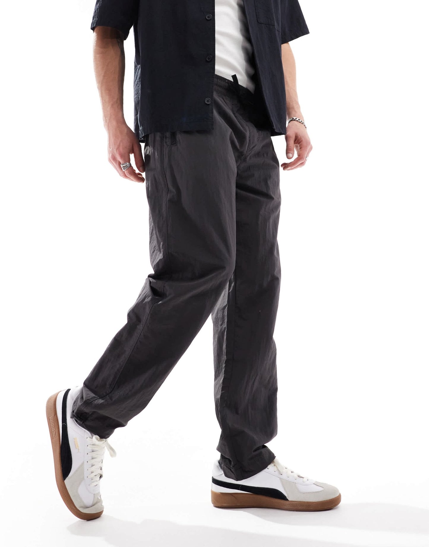 Brave Soul tapered nylon trousers in dark grey - ASOS Sample Sale