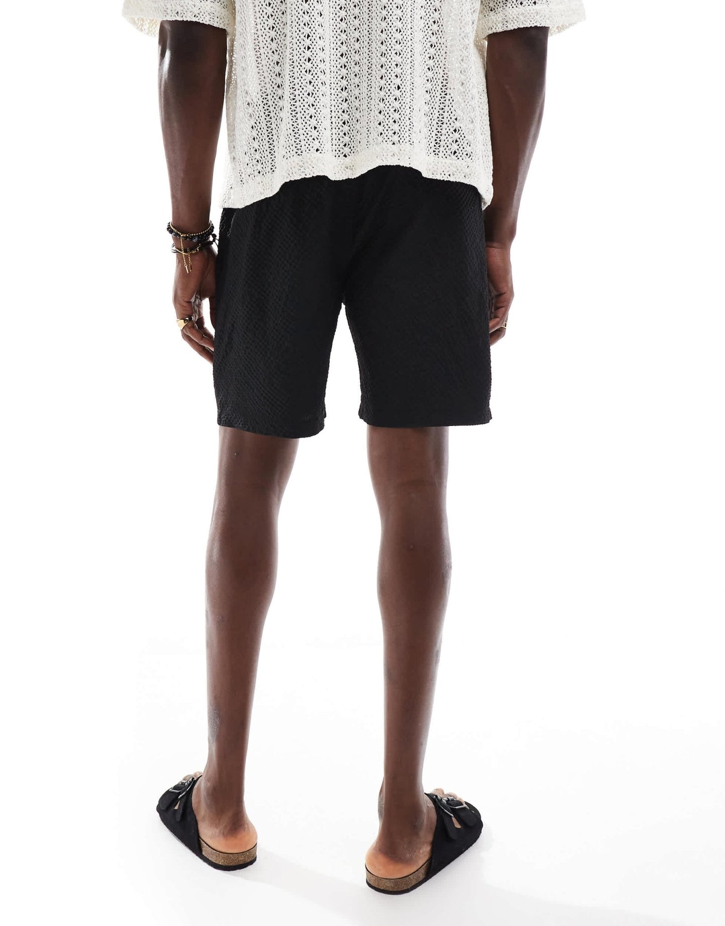 Brave Soul textured shorts in black - ASOS Sample Sale