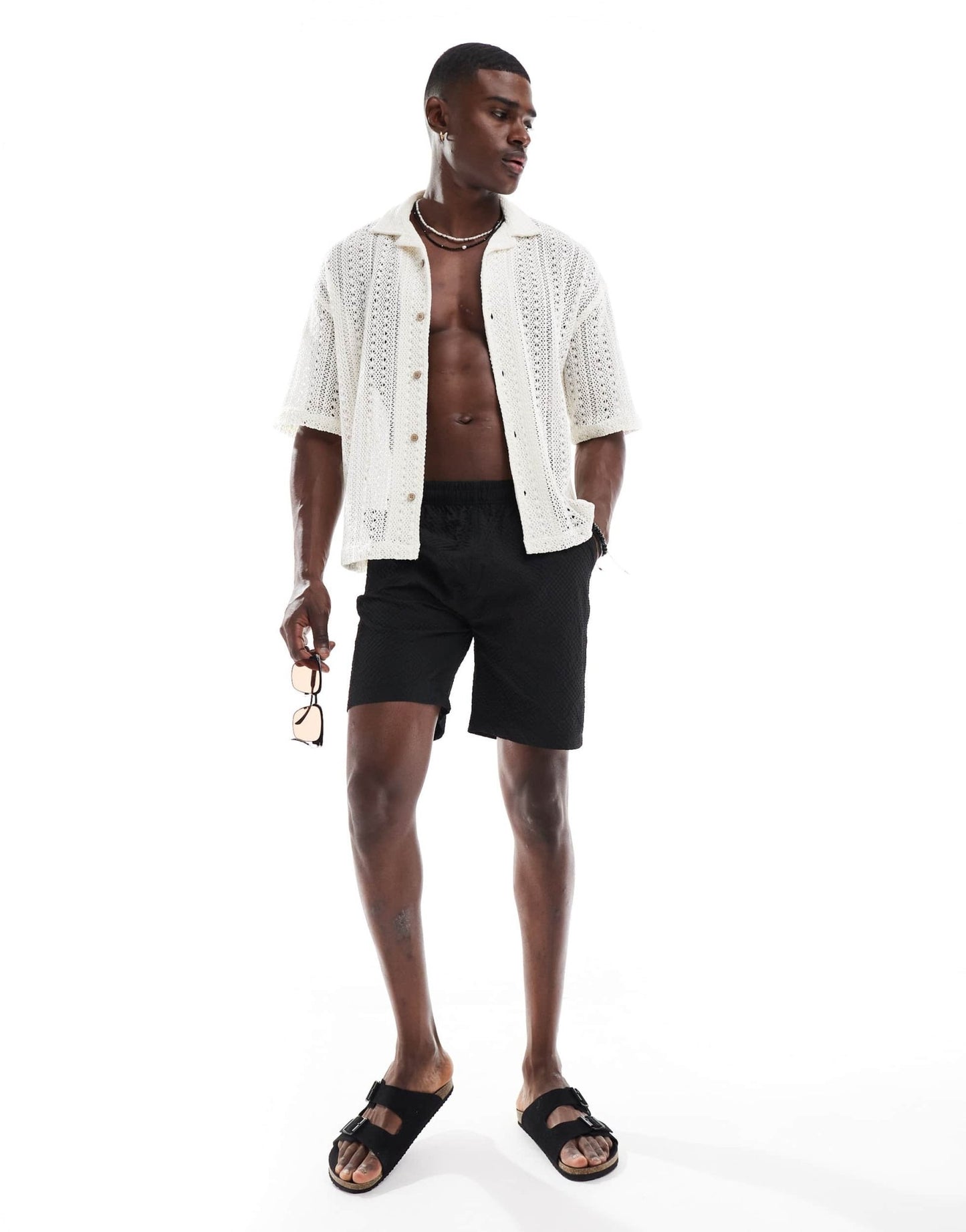 Brave Soul textured shorts in black - ASOS Sample Sale