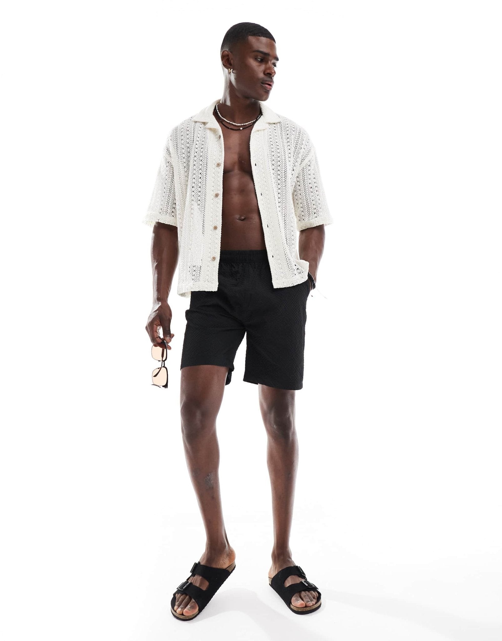 Brave Soul textured shorts in black - ASOS Sample Sale