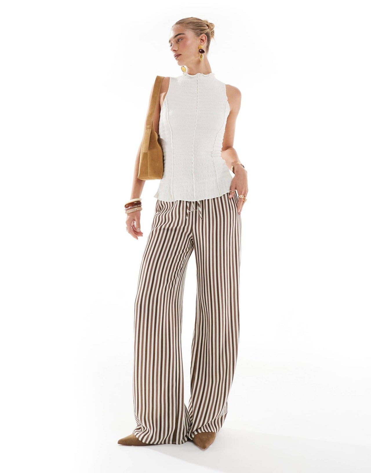 Brave Soul textured vest with stitch detail in cream - ASOS Sample Sale