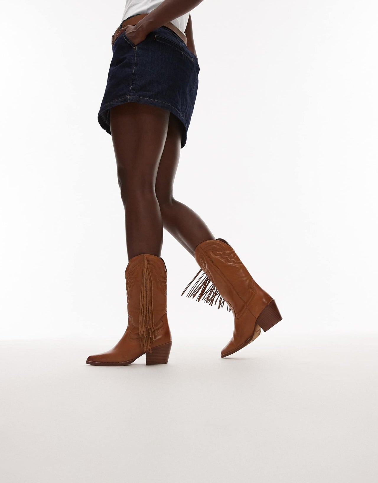 Bronx Jukeson tassel western knee boots in toffee smooth leather - ASOS Sample Sale