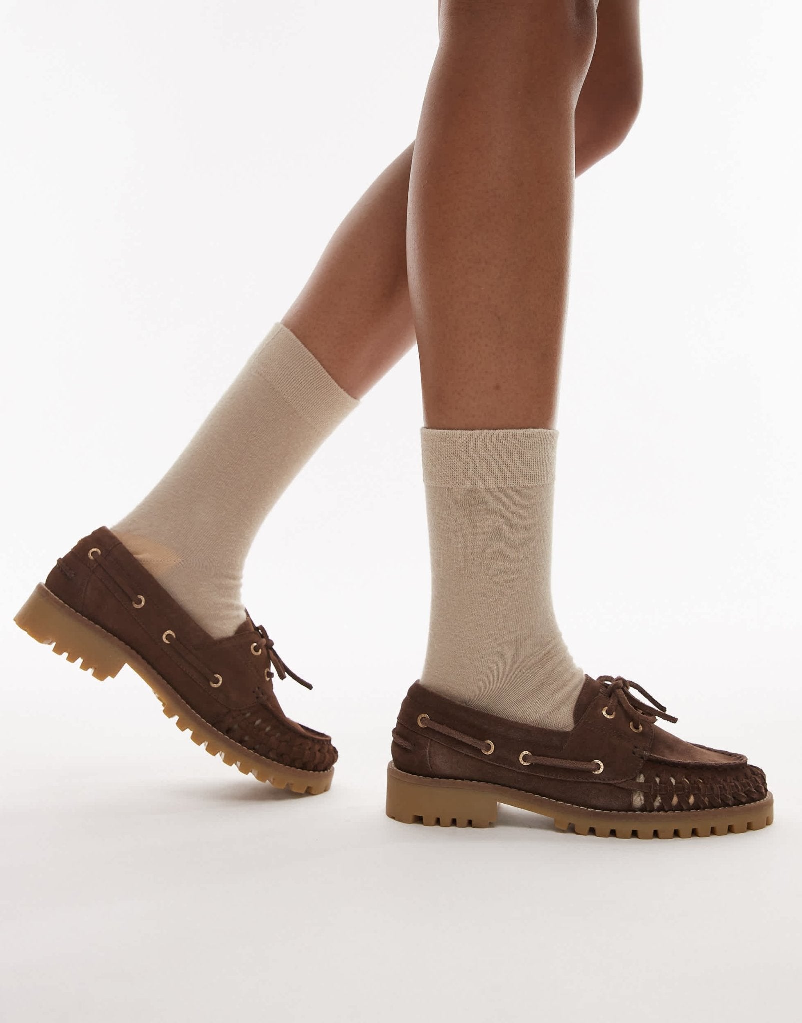 Bronx Sie-nna woven boat shoes in chocolate suede - ASOS Sample Sale