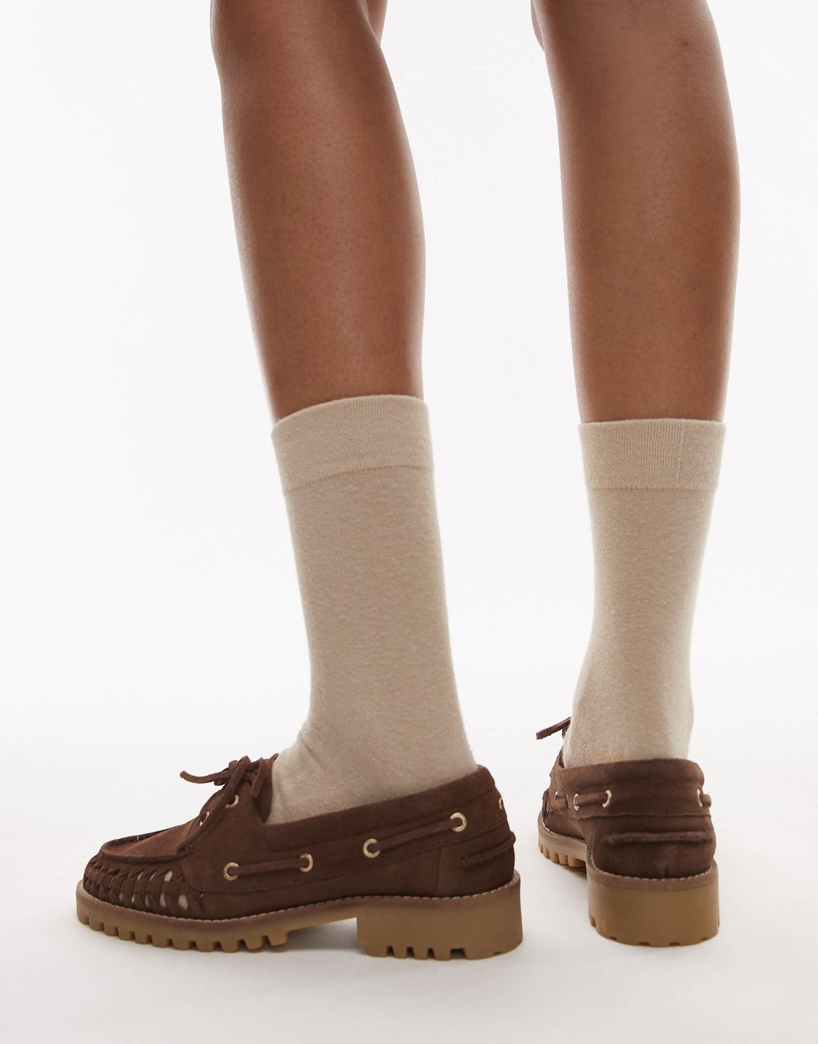 Bronx Sie-nna woven boat shoes in chocolate suede - ASOS Sample Sale