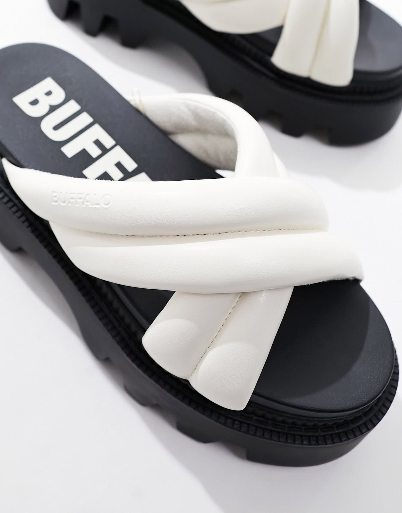 Buffalo Flora Cross Quilt flat sandals in beige - ASOS Sample Sale