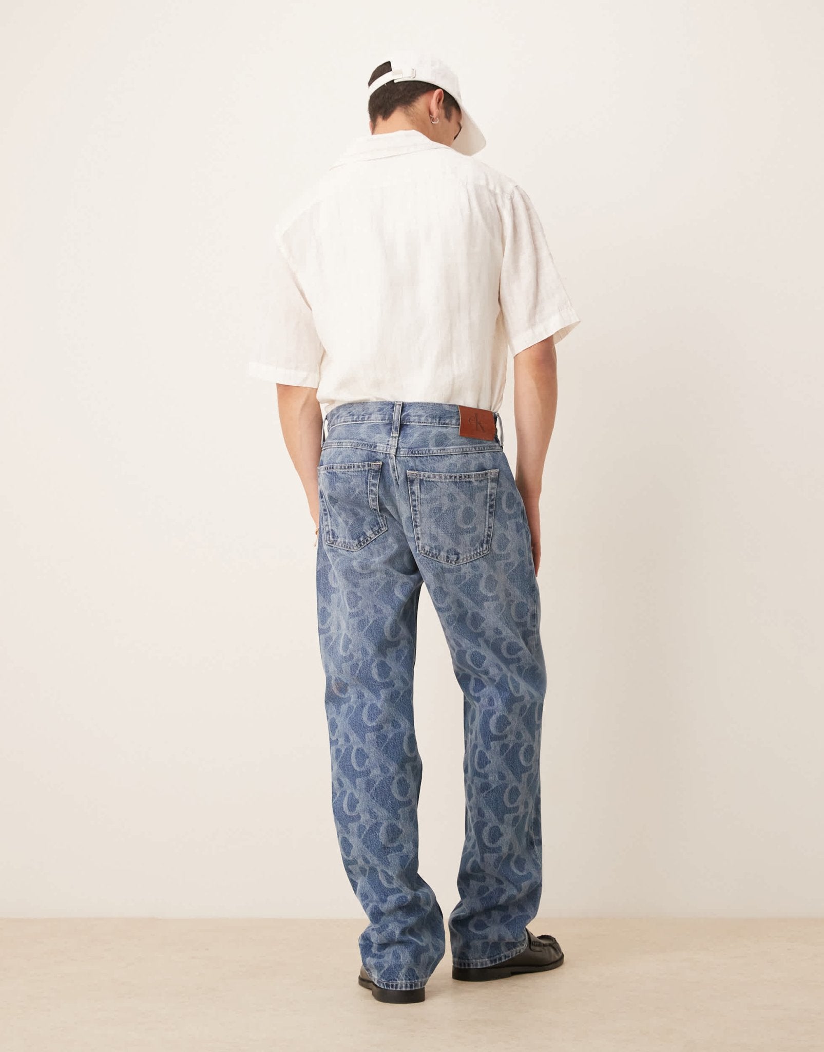 Calvin Klein Jeans 90s straight all over print jeans in mid wash - ASOS Sample Sale