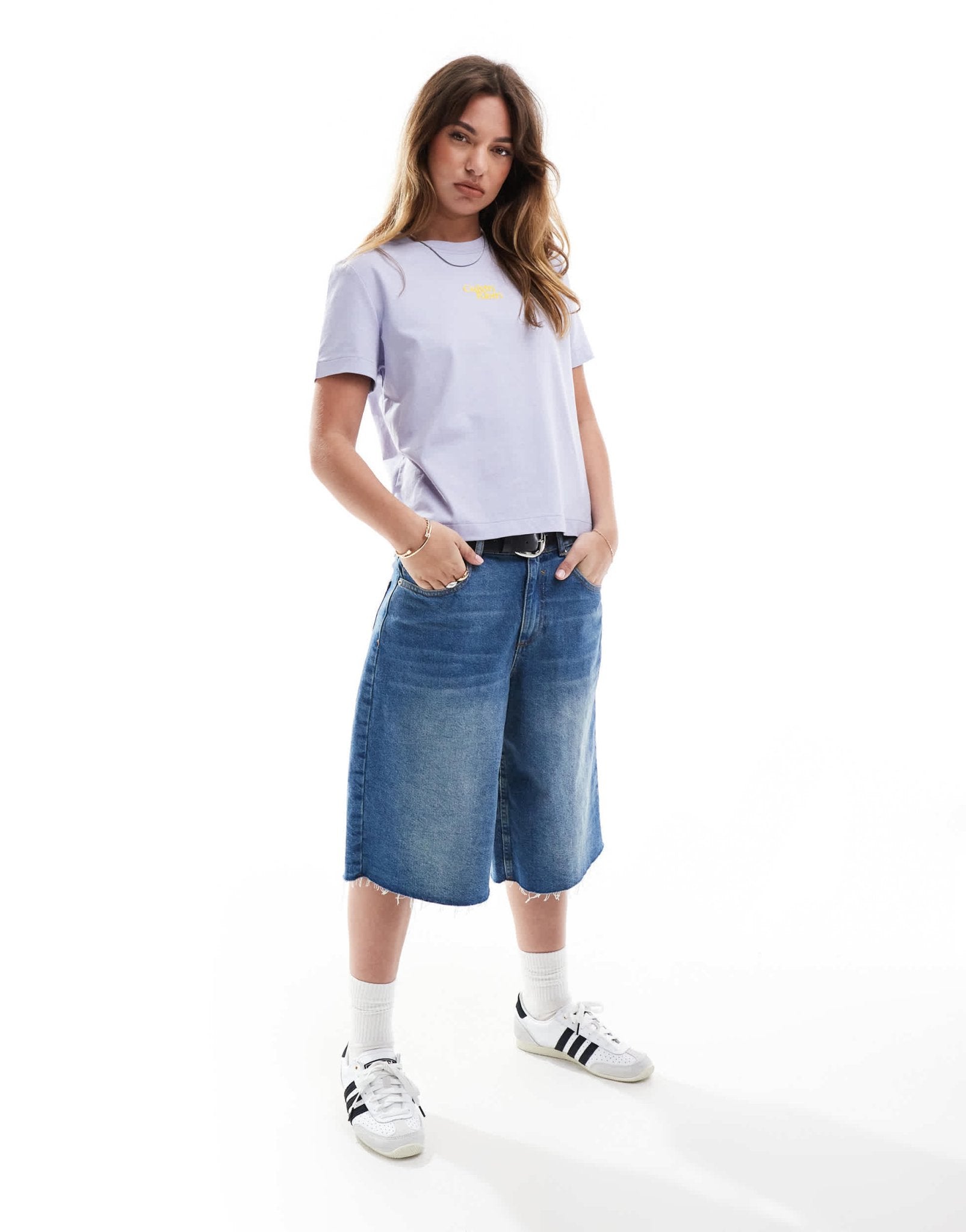 Calvin Klein Jeans central script logo t-shirt in lavender - ASOS Sample Sale