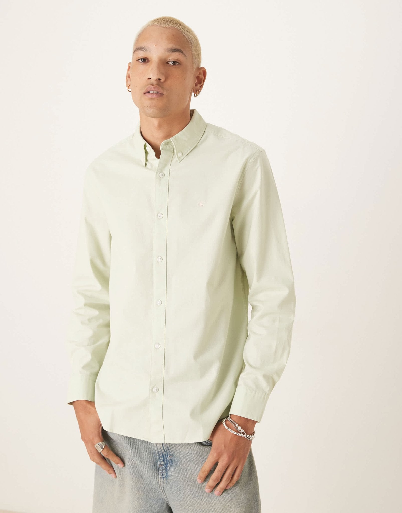 Calvin Klein Jeans classic oxford shirt in mint green - ASOS Sample Sale