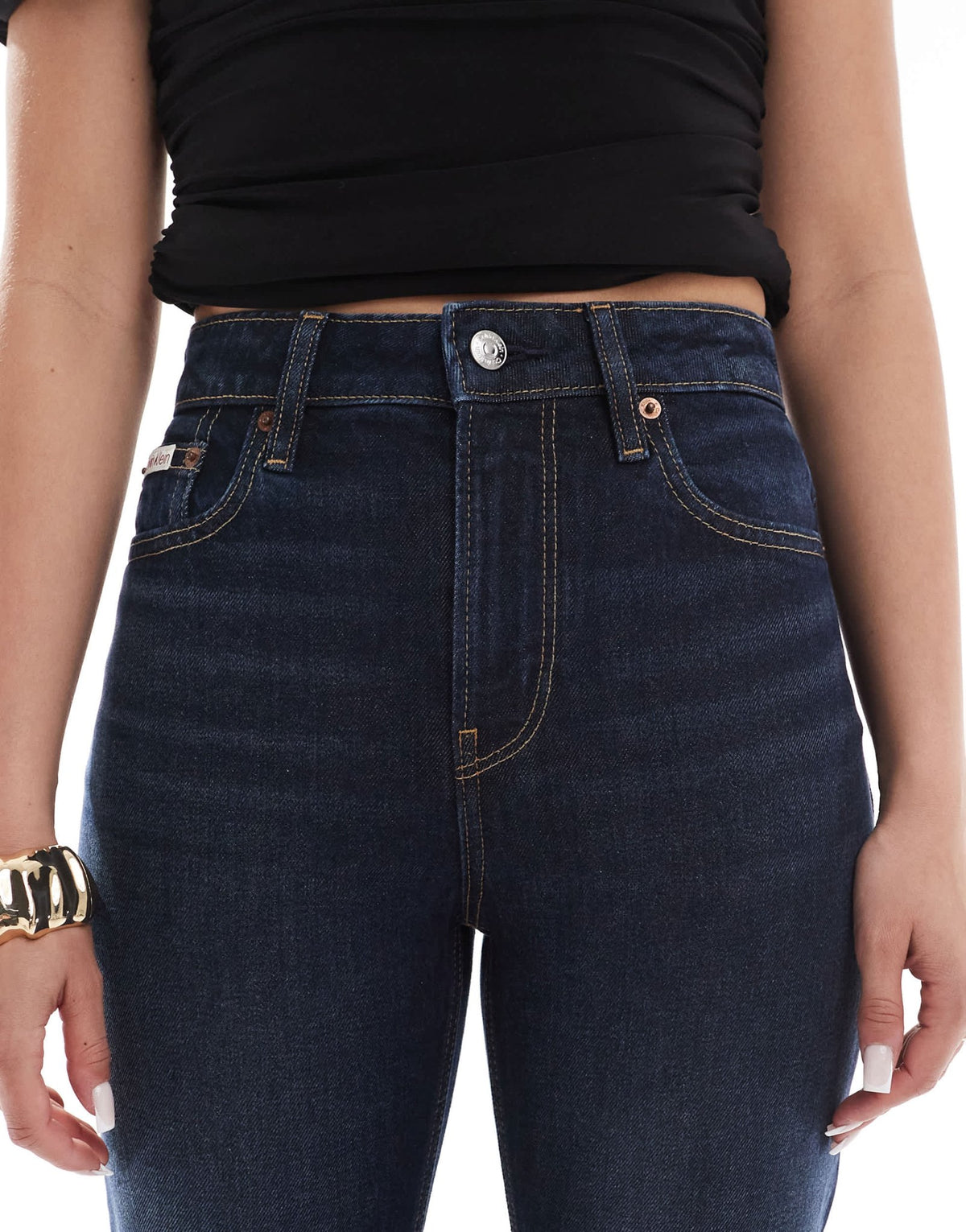 Calvin Klein Jeans high rise straight jeans in indigo - ASOS Sample Sale