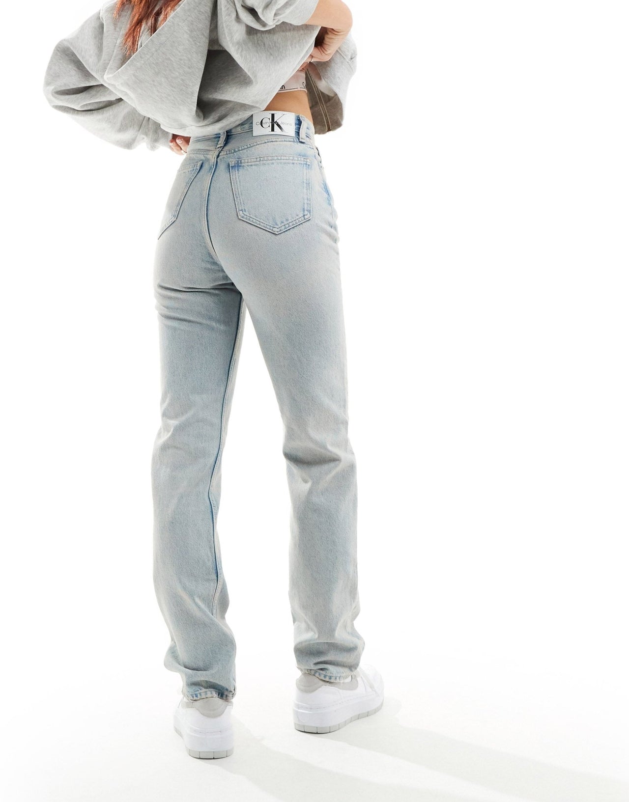 Calvin Klein Jeans high rise straight jeans in light wash - ASOS Sample Sale