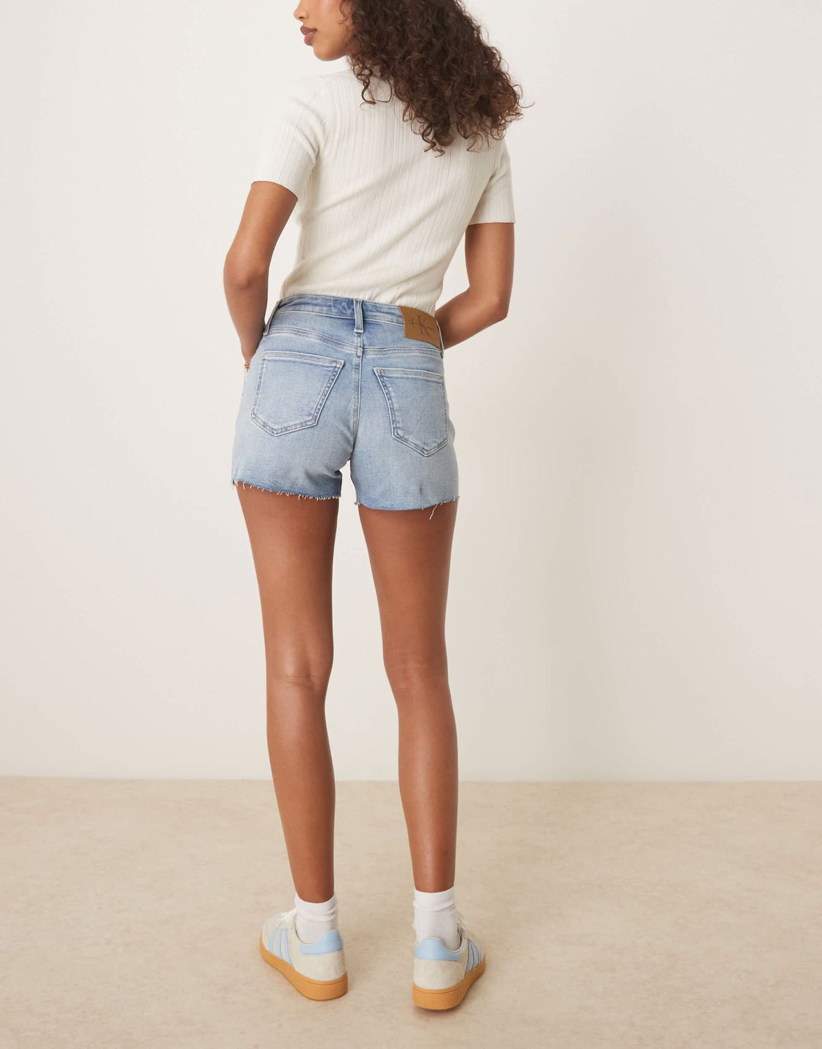 Calvin Klein Jeans mid rise denim shorts in light wash - ASOS Sample Sale
