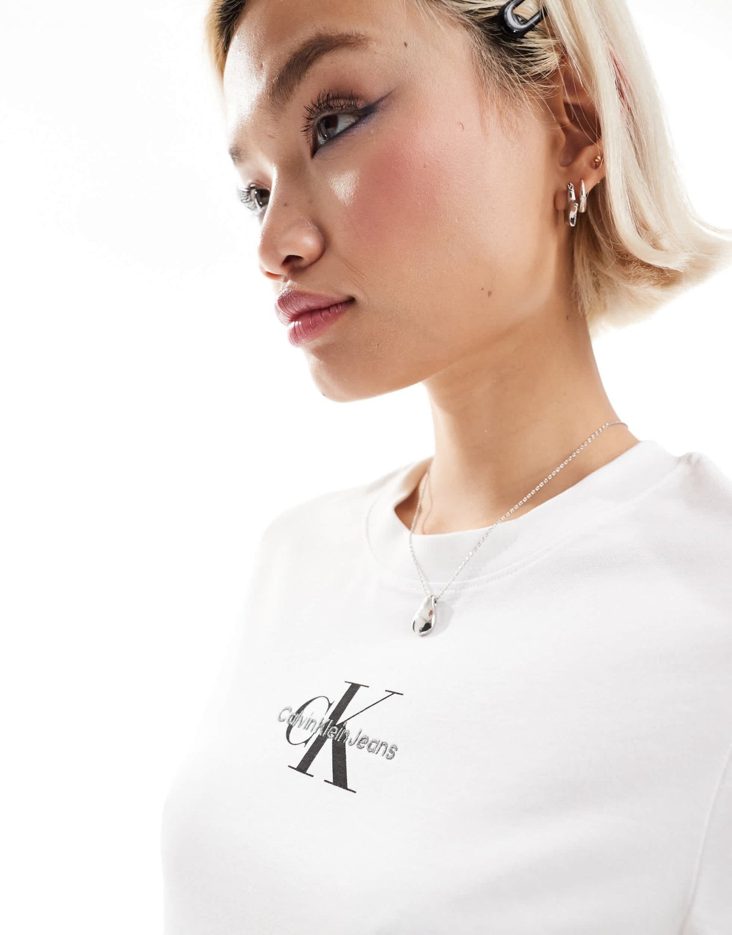 Calvin Klein Jeans monologo slim fit t-shirt in white - ASOS Sample Sale