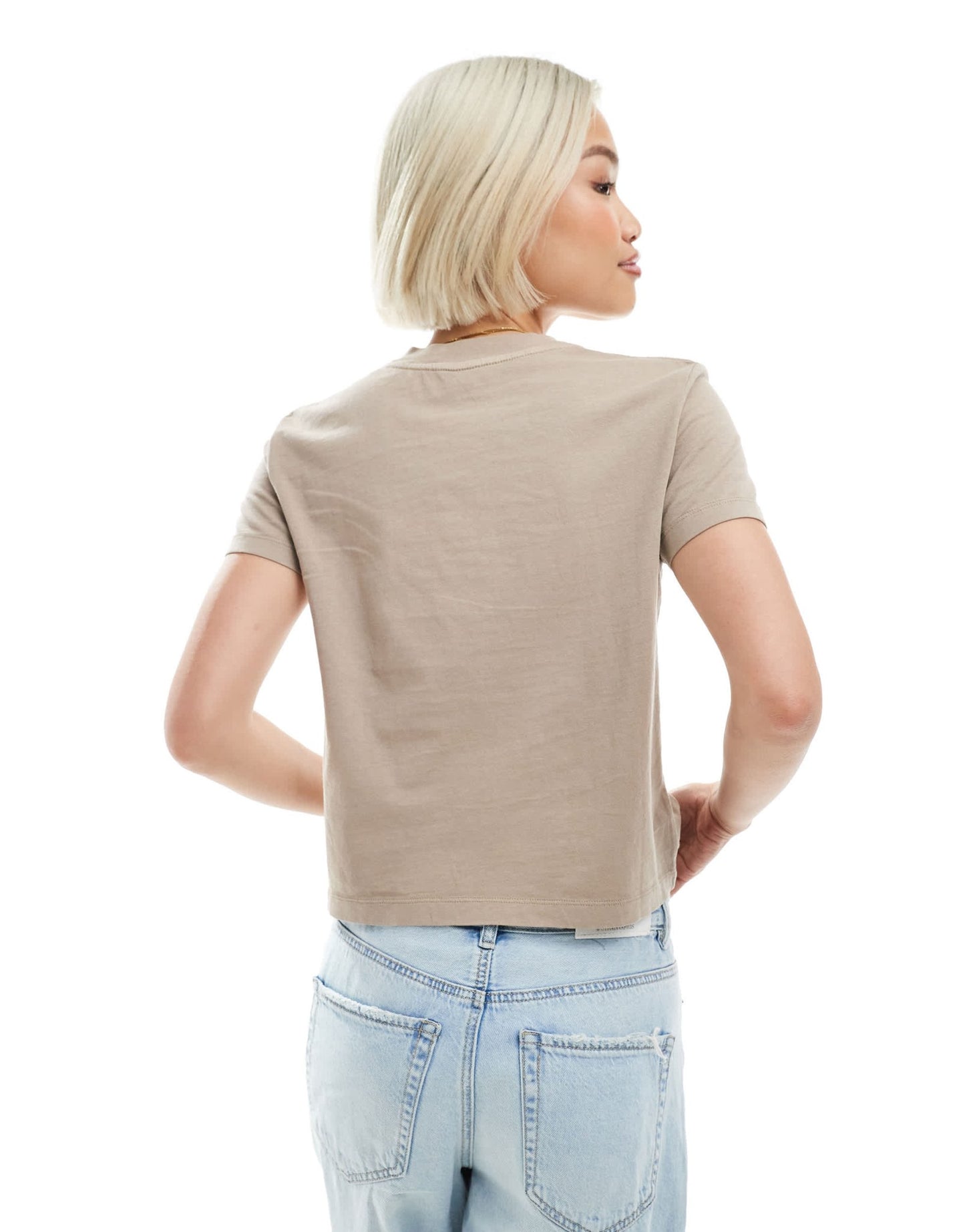 Calvin Klein Jeans puff logo baby t-shirt in washed taupe - ASOS Sample Sale