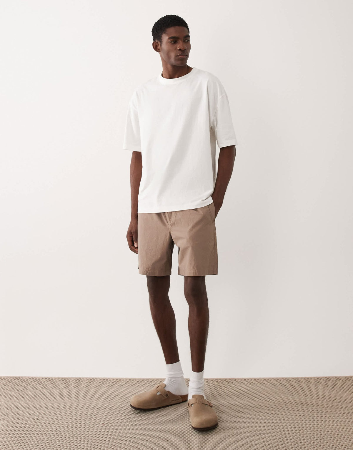 Calvin Klein Jeans pull on shorts in tan - ASOS Sample Sale