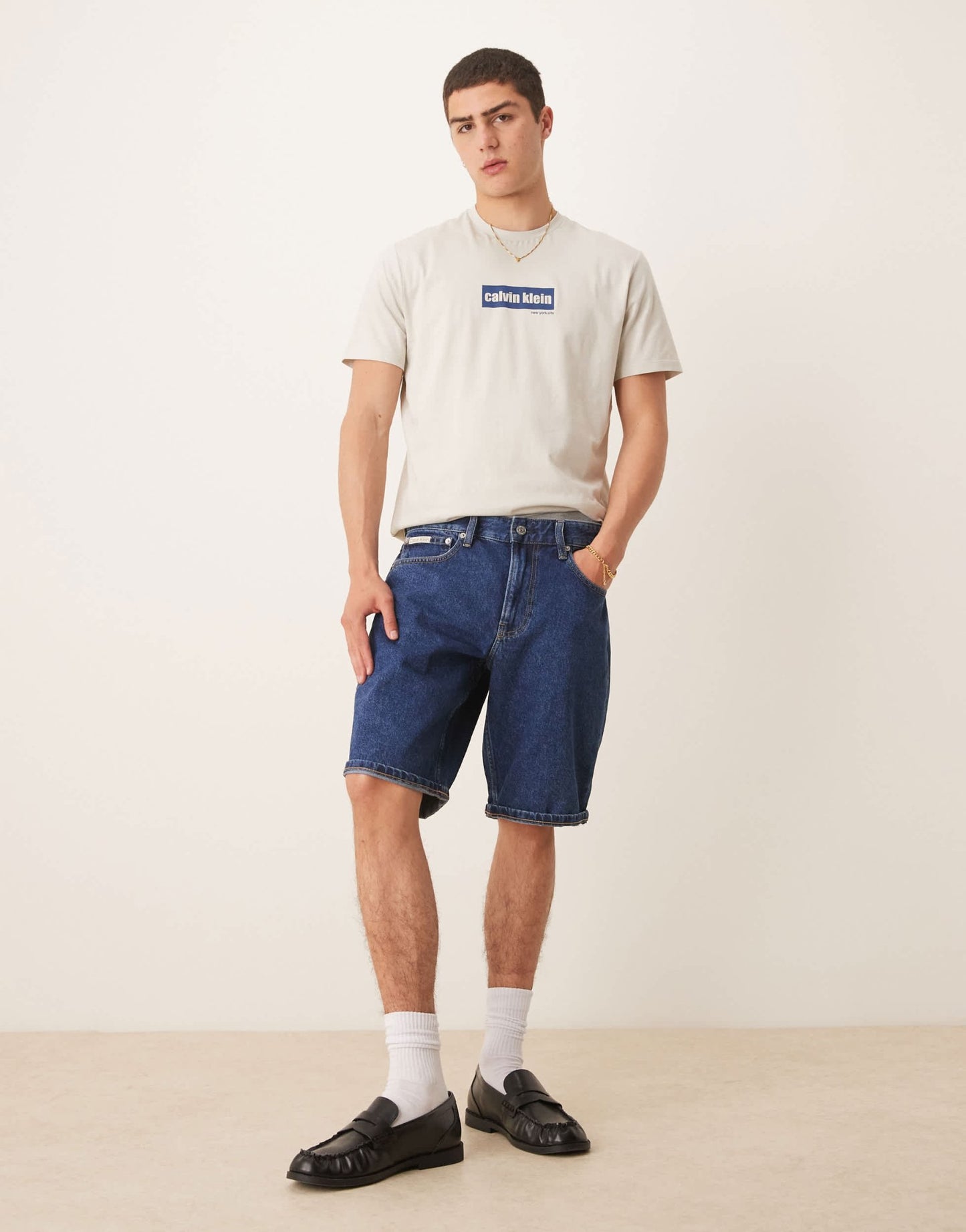 Calvin Klein Jeans regular denim shorts in dark wash - ASOS Sample Sale