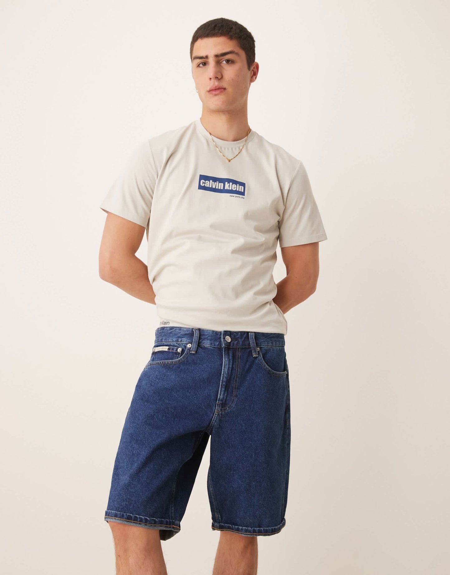Calvin Klein Jeans regular denim shorts in dark wash - ASOS Sample Sale
