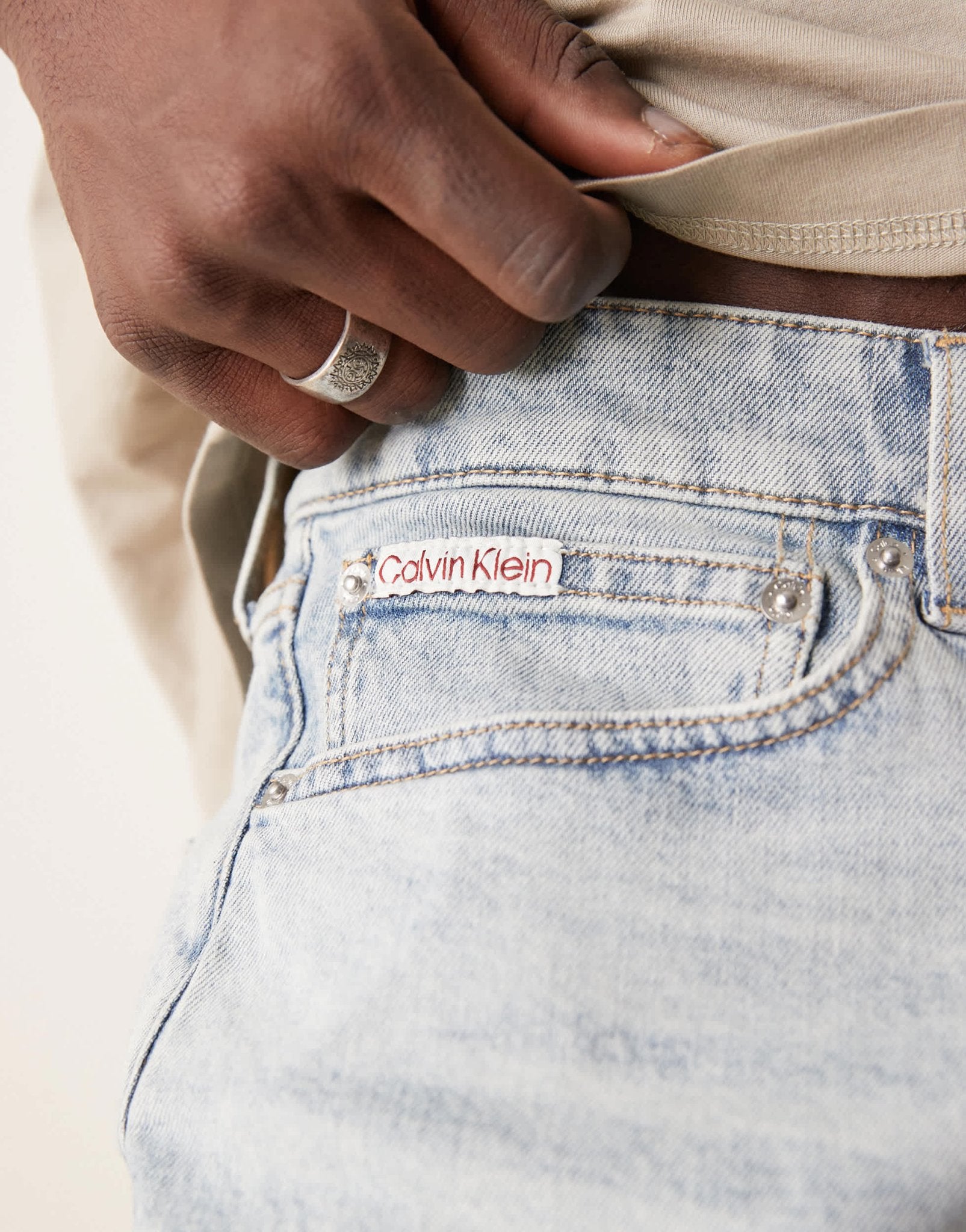 Calvin Klein Jeans regular denim shorts in light wash - ASOS Sample Sale