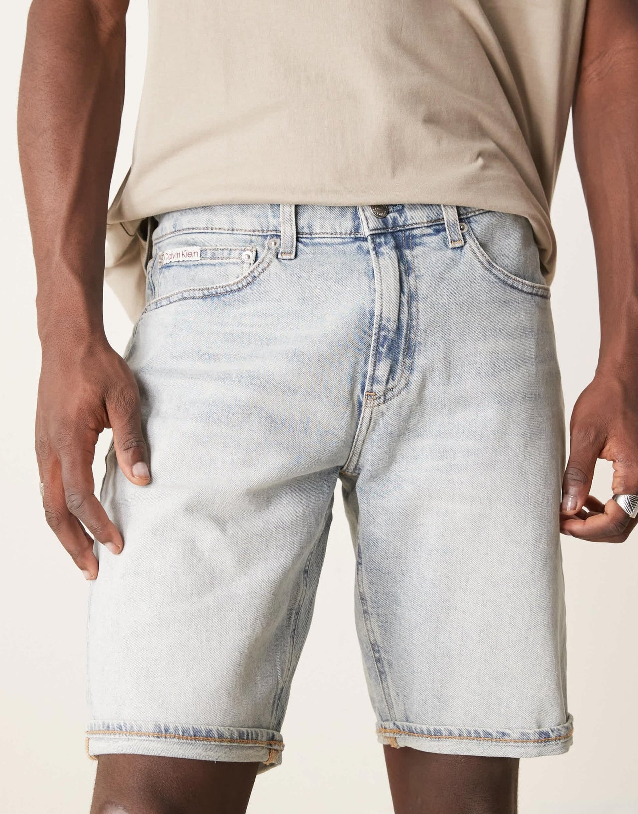 Calvin Klein Jeans regular denim shorts in light wash - ASOS Sample Sale