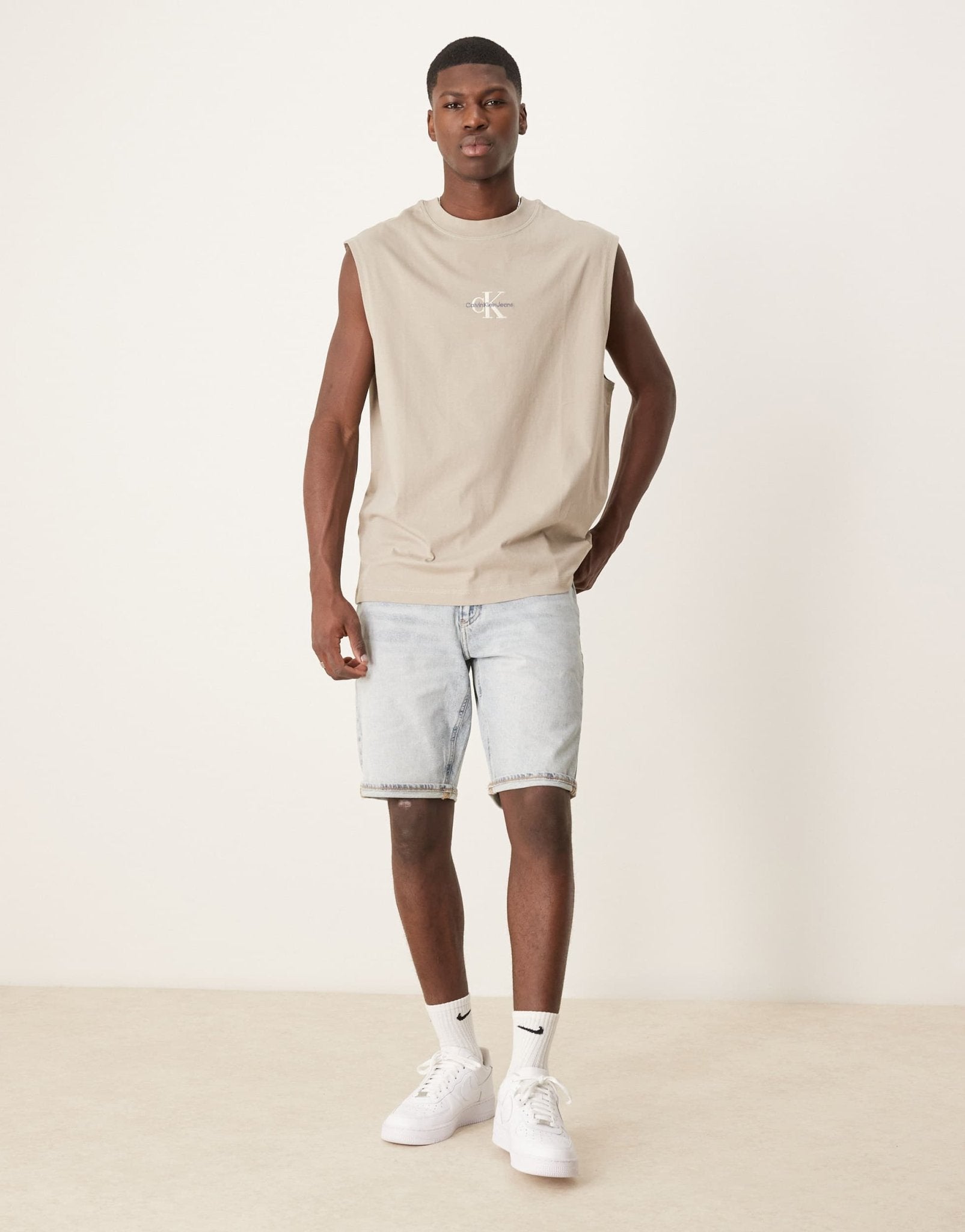 Calvin Klein Jeans regular denim shorts in light wash - ASOS Sample Sale
