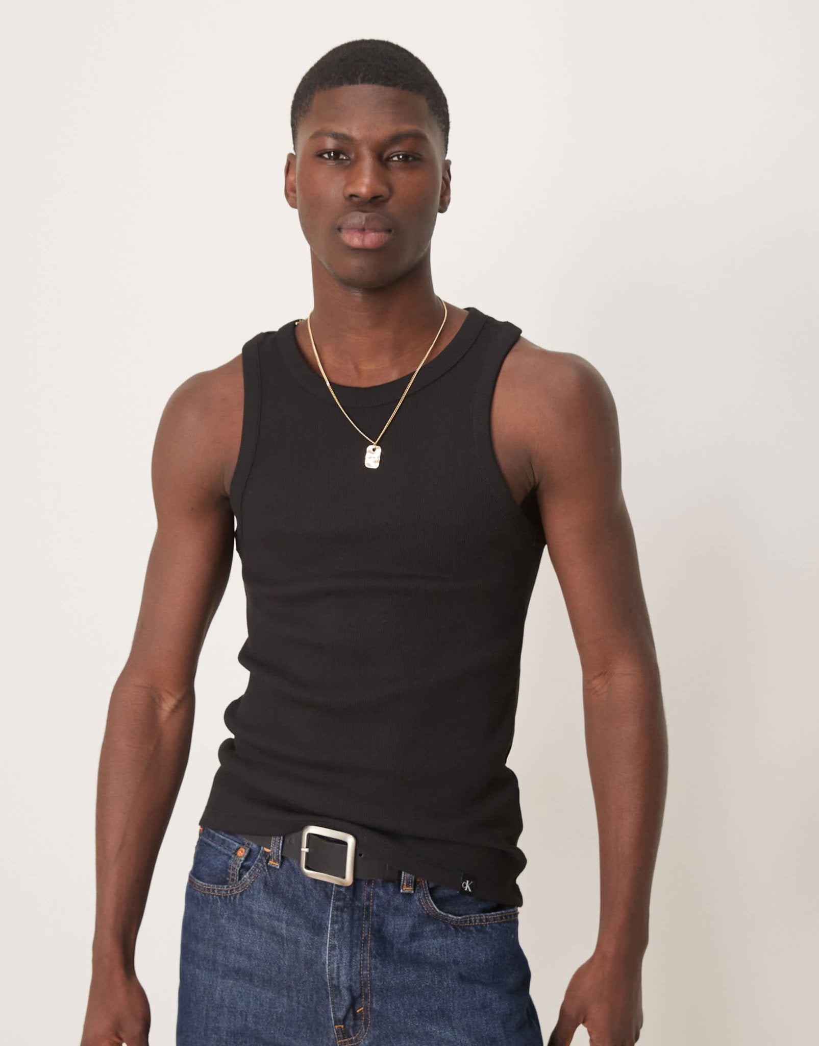 Calvin Klein Jeans rib tank in black - ASOS Sample Sale