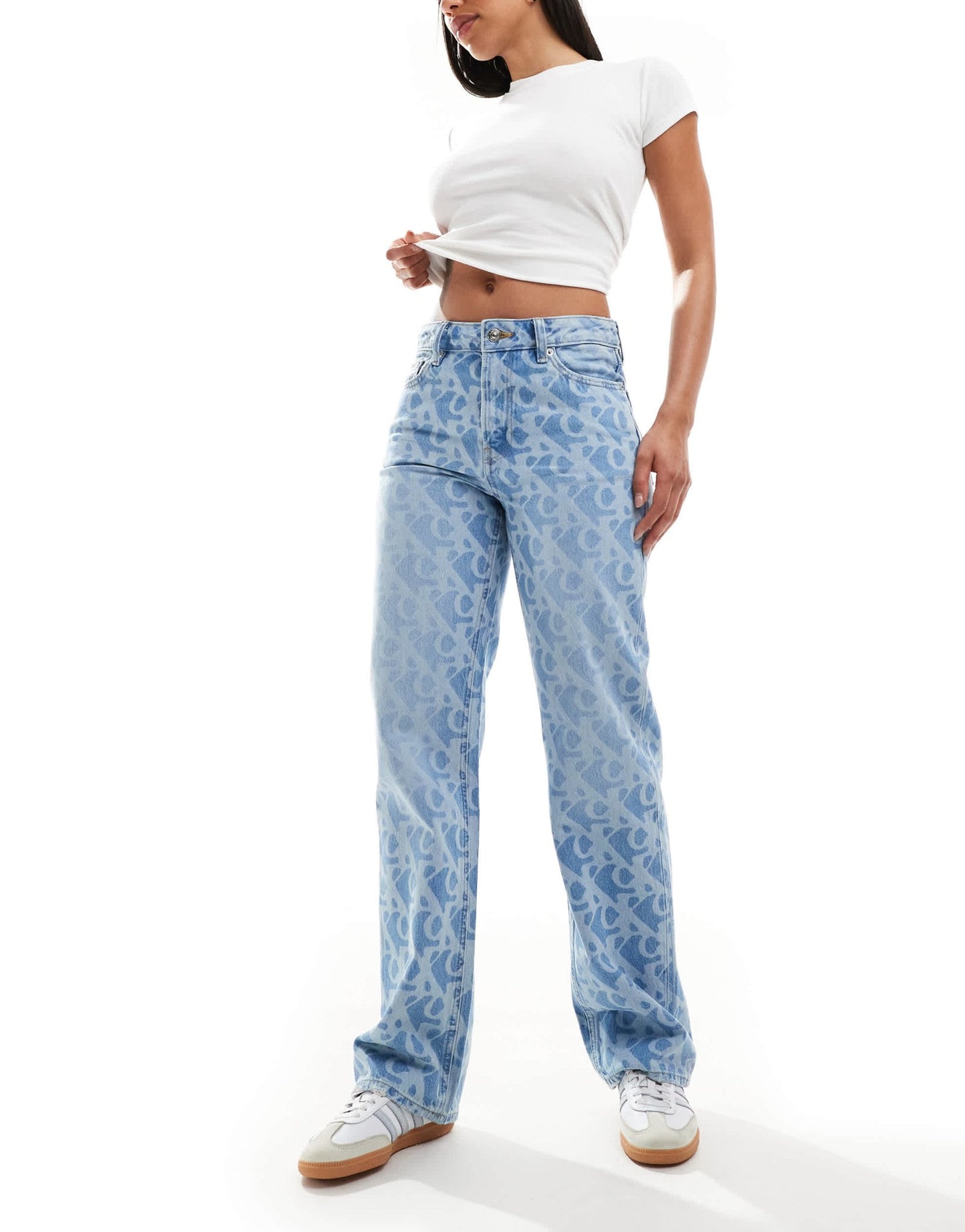Calvin Klein Jeans signature 90s all over print jeans in mid blue - ASOS Sample Sale
