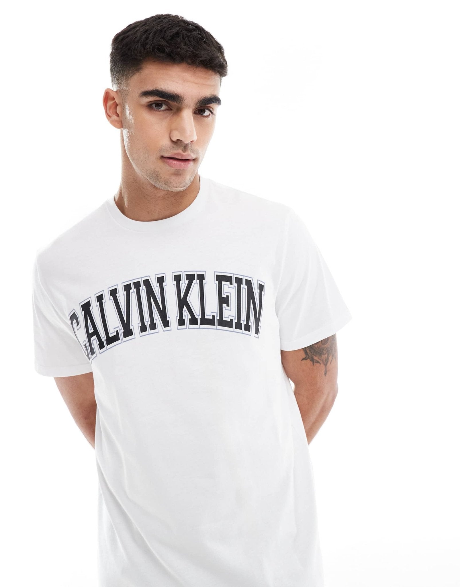 Calvin Klein Jeans varsity logo t-shirt in white - ASOS Sample Sale