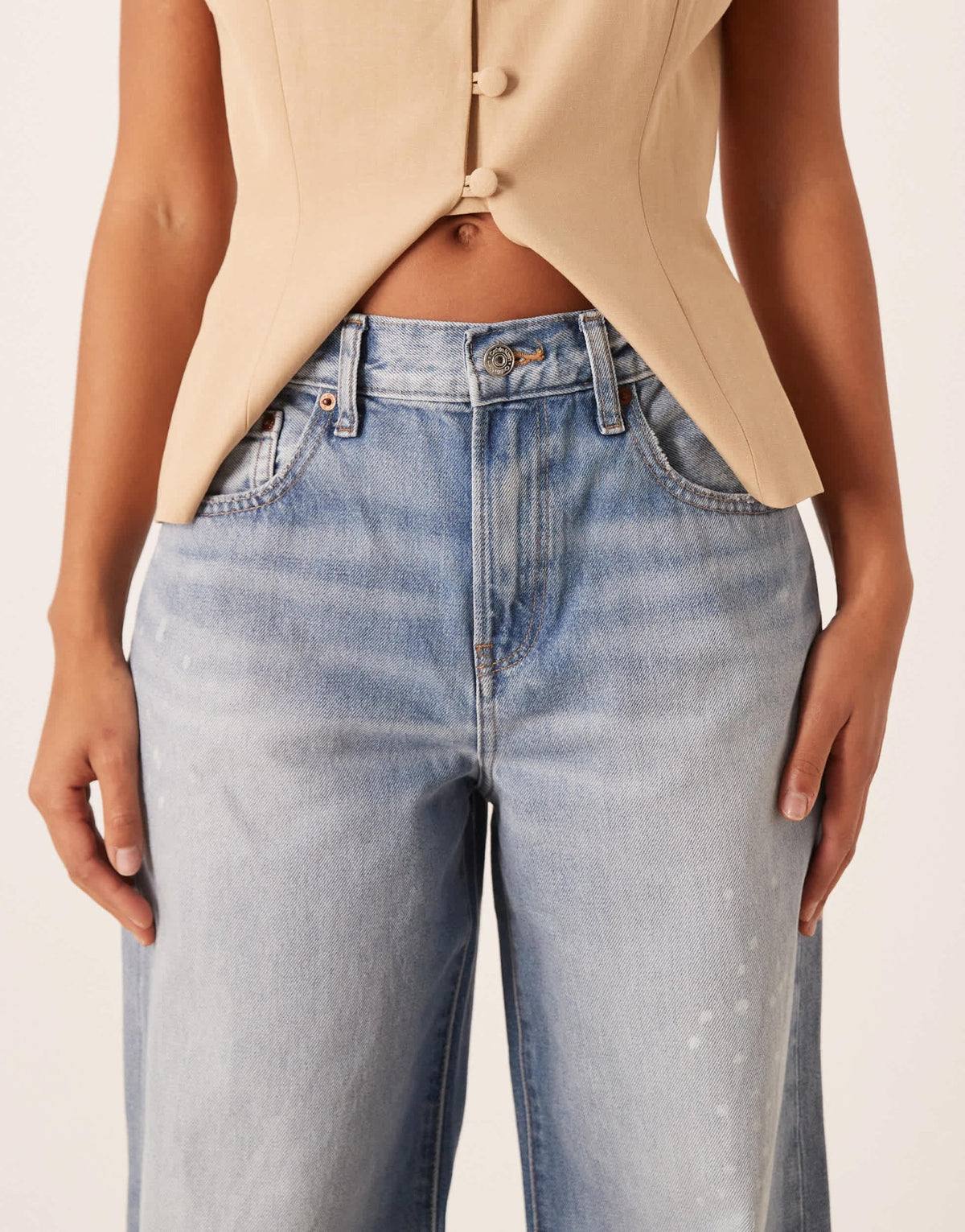Calvin Klein Jeans wide leg jeans with splatter print in acid wash - ASOS Sample Sale