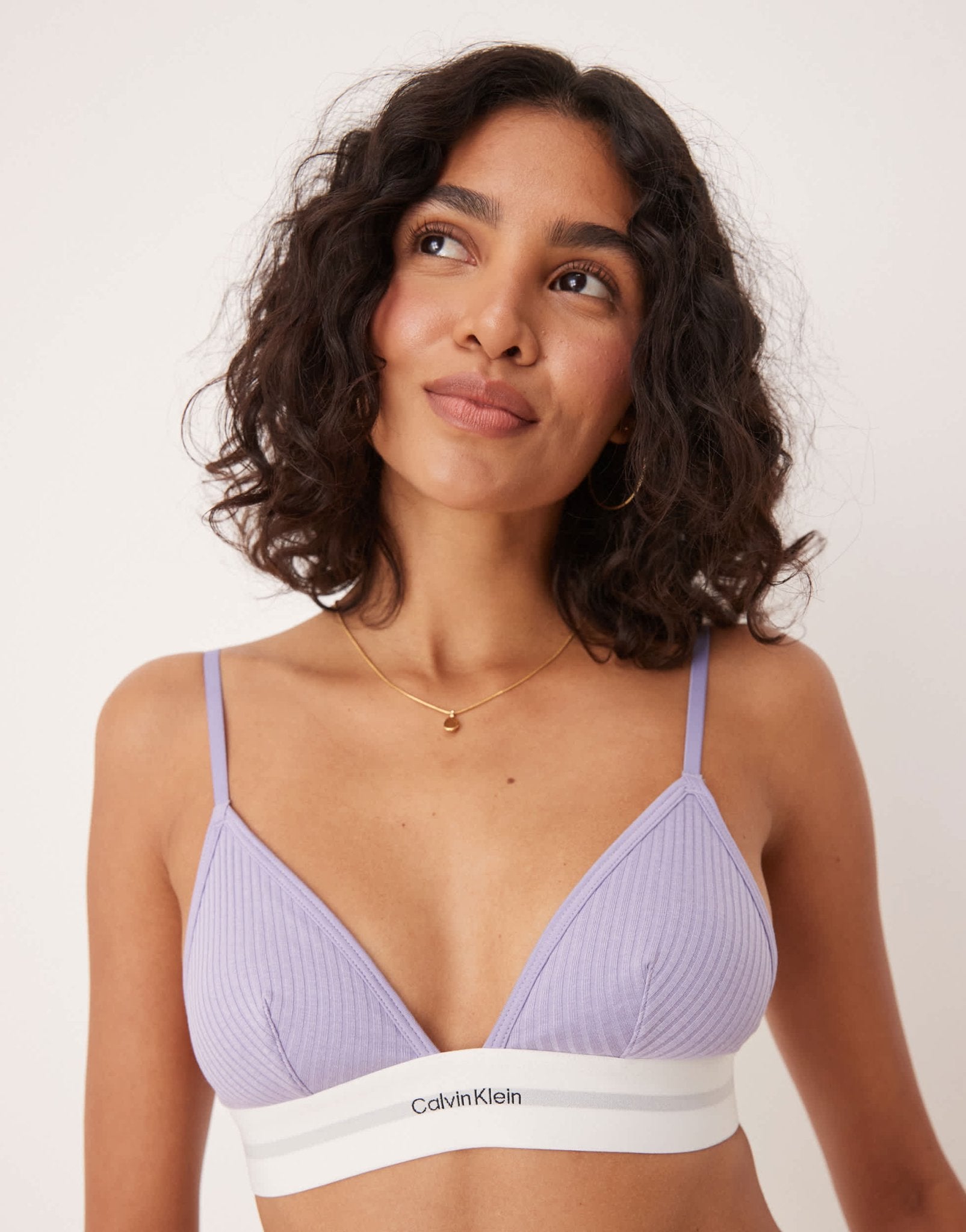 Calvin Klein modal rib unlined triangle bra in lilac - ASOS Sample Sale