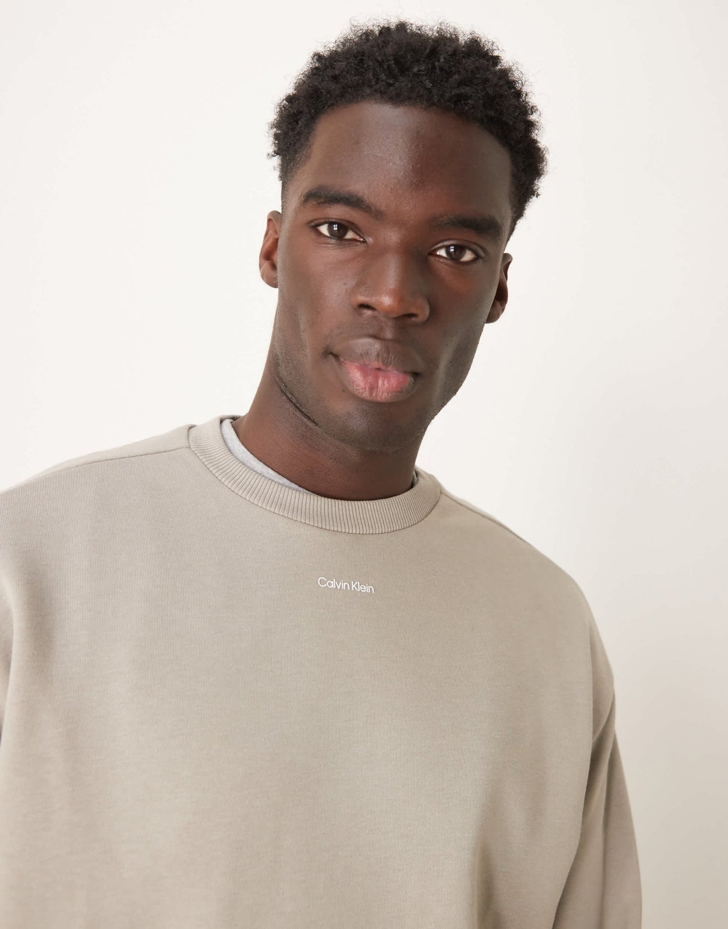 Calvin Klein nano logo sweatshirt in stone - ASOS Sample Sale