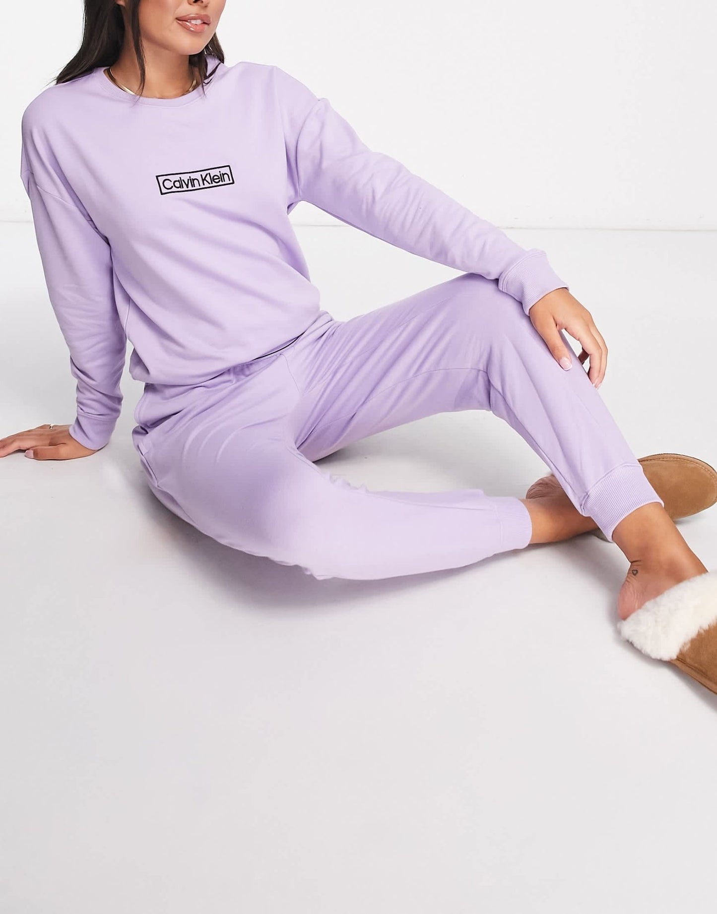 Calvin Klein reimagined sleep sweatshirt in vervain lilac - ASOS Sample Sale