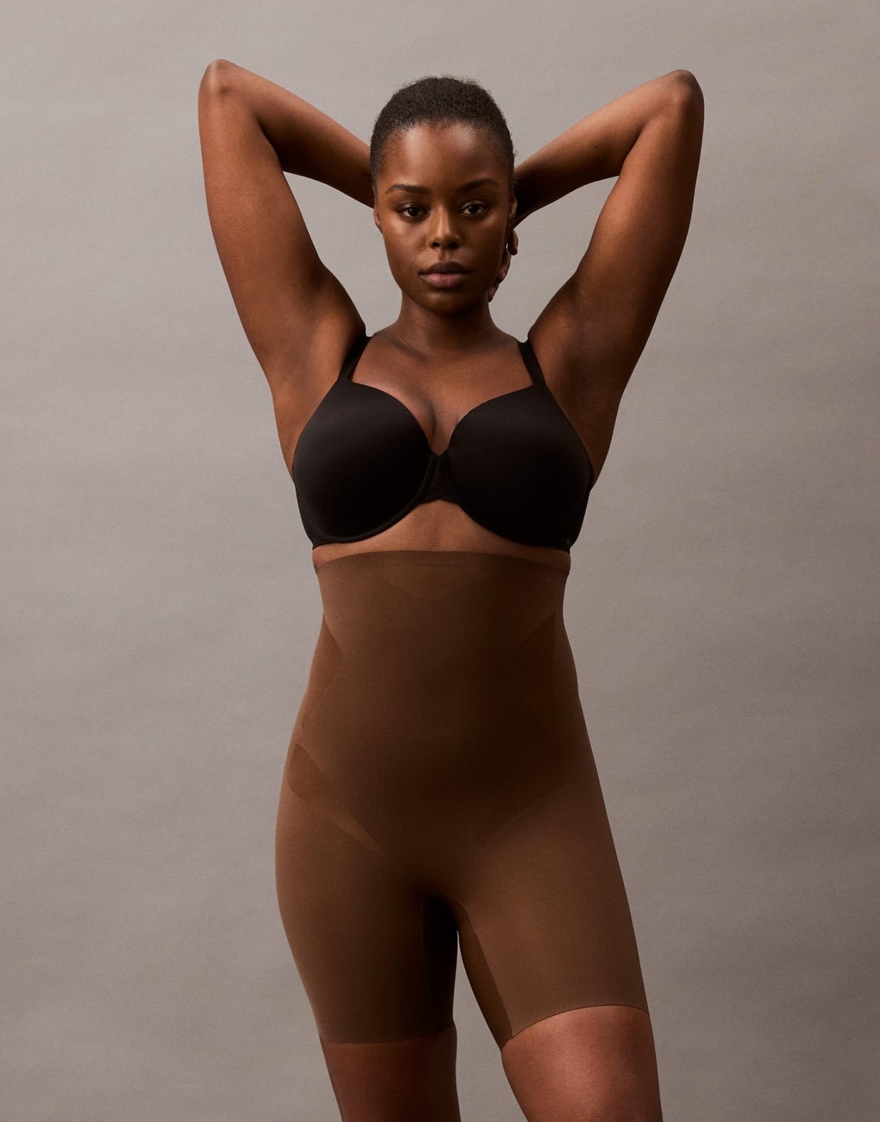 Calvin Klein Shapewear firm sculpted stay put stretch tummy shorts in brown - ASOS Sample Sale
