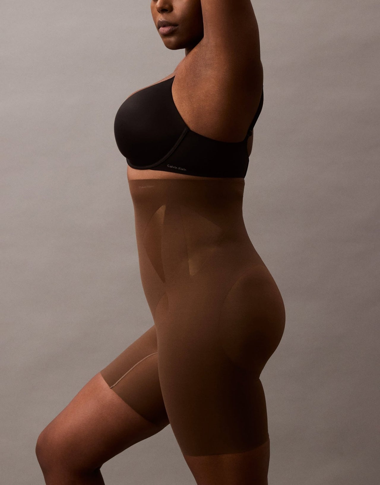 Calvin Klein Shapewear firm sculpted stay put stretch tummy shorts in brown - ASOS Sample Sale