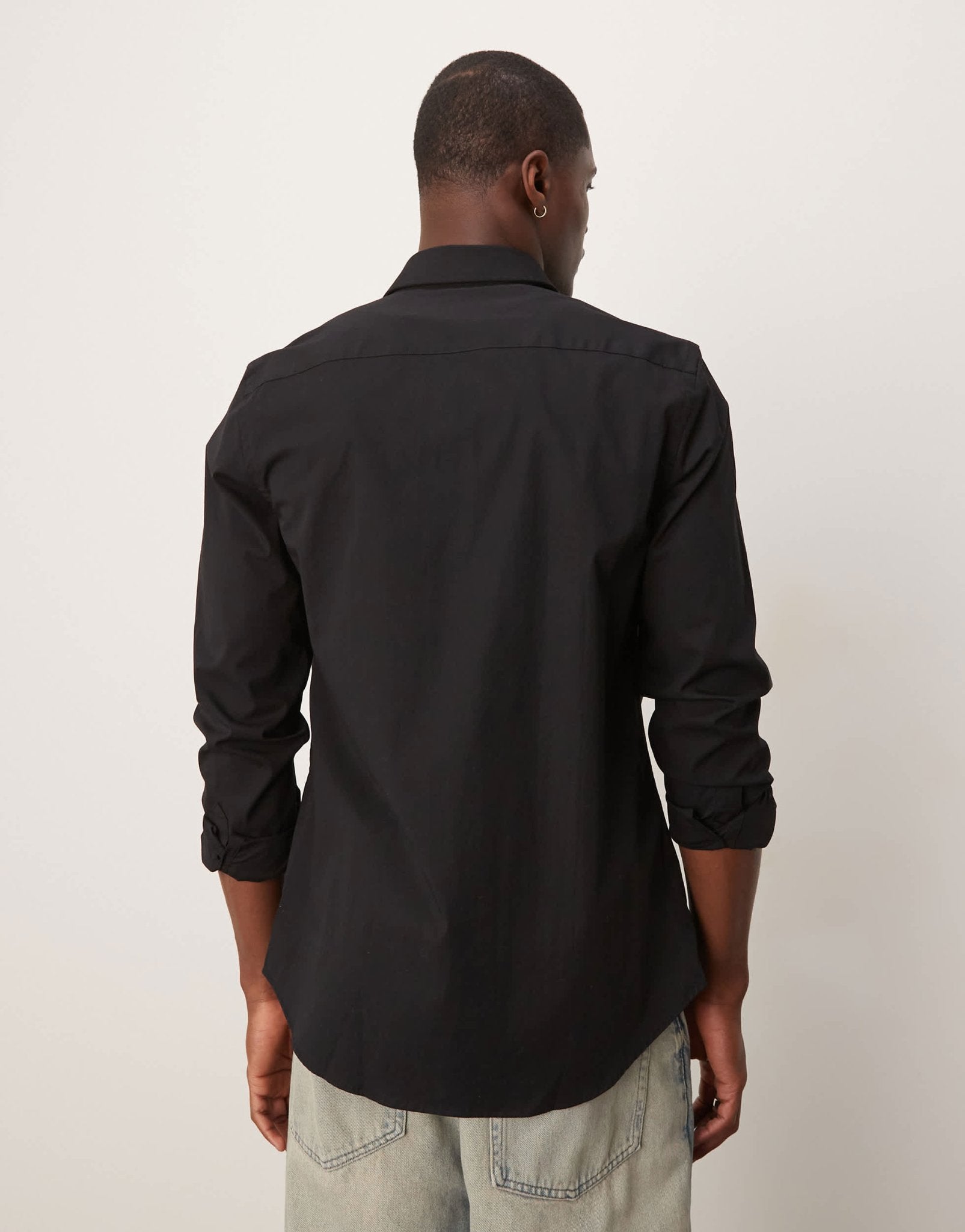 Calvin Klein slim fit stretch poplin shirt in black - ASOS Sample Sale