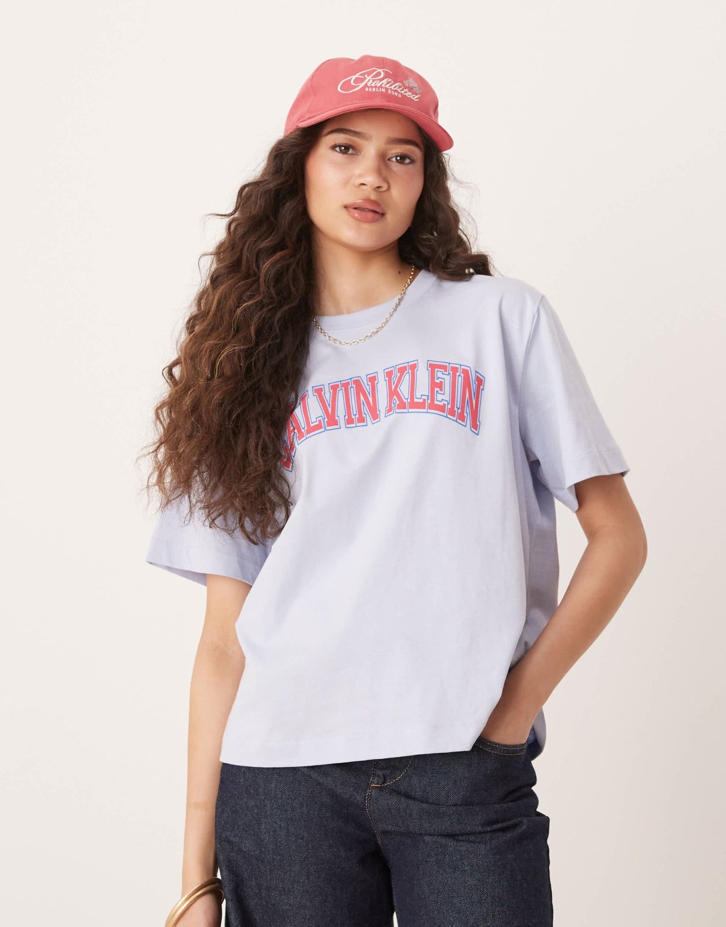 Calvin Klein varsity t-shirt in baby blue - ASOS Sample Sale
