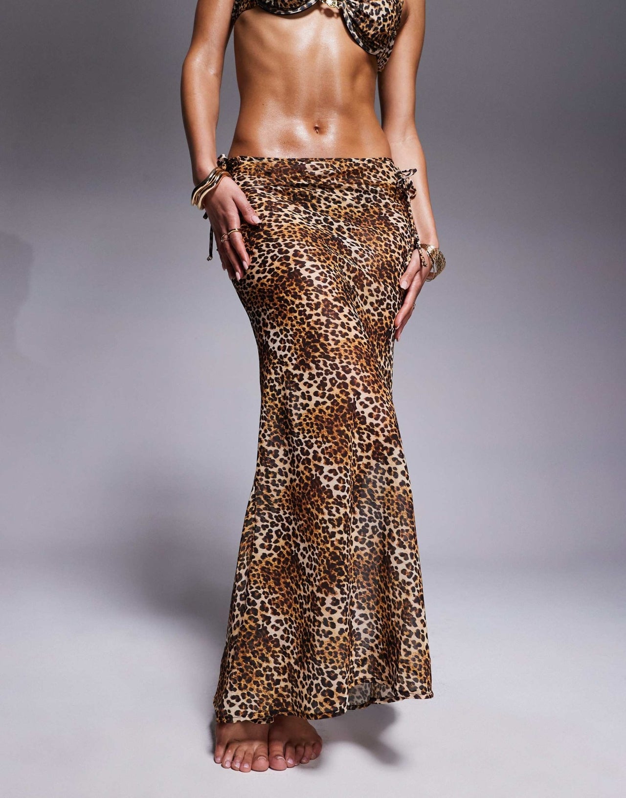 Candypants leopard print polygeorgette maxi beach skirt in multi - ASOS Sample Sale