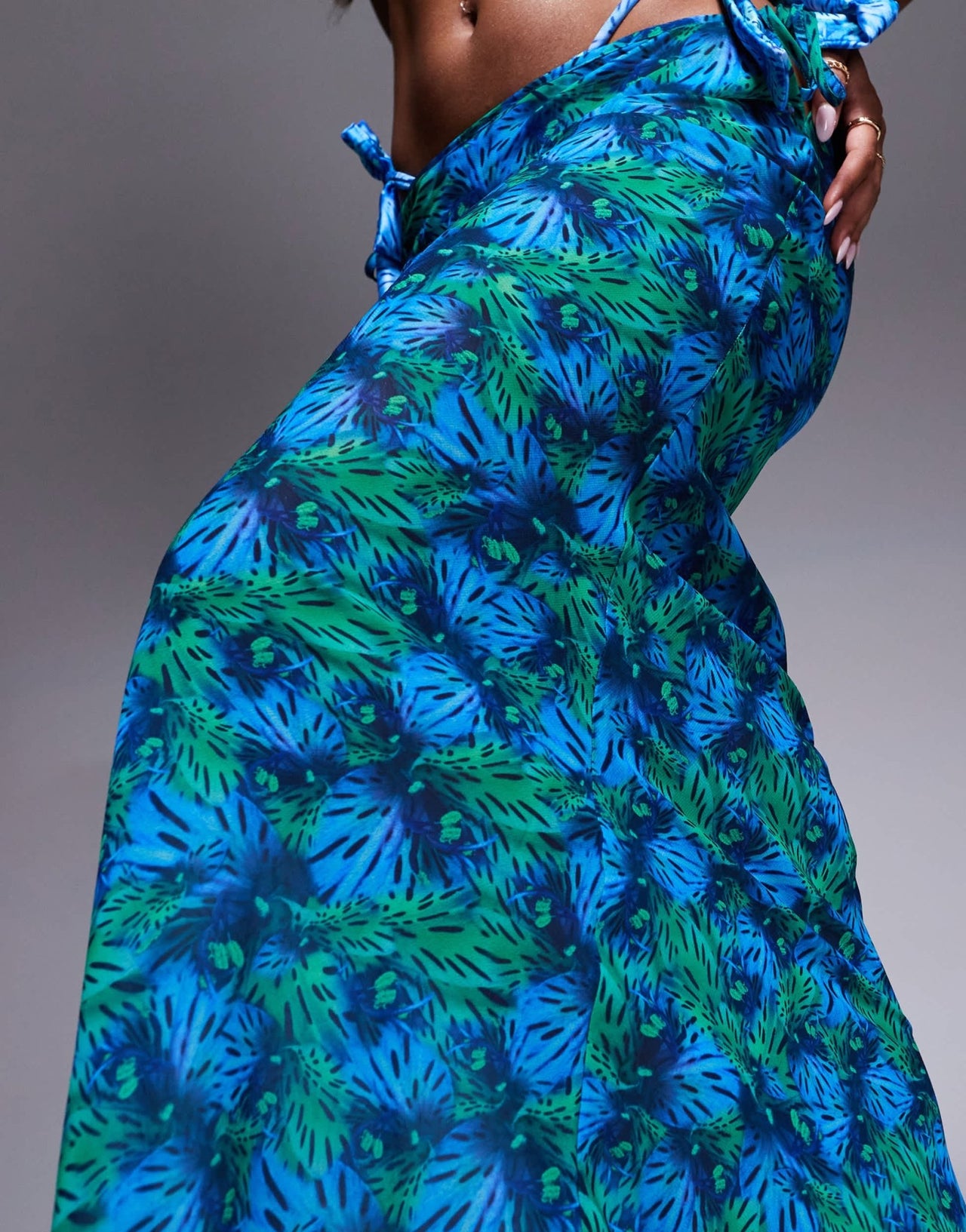 Candypants polygeorgette abstract print maxi beach skirt in blue - ASOS Sample Sale
