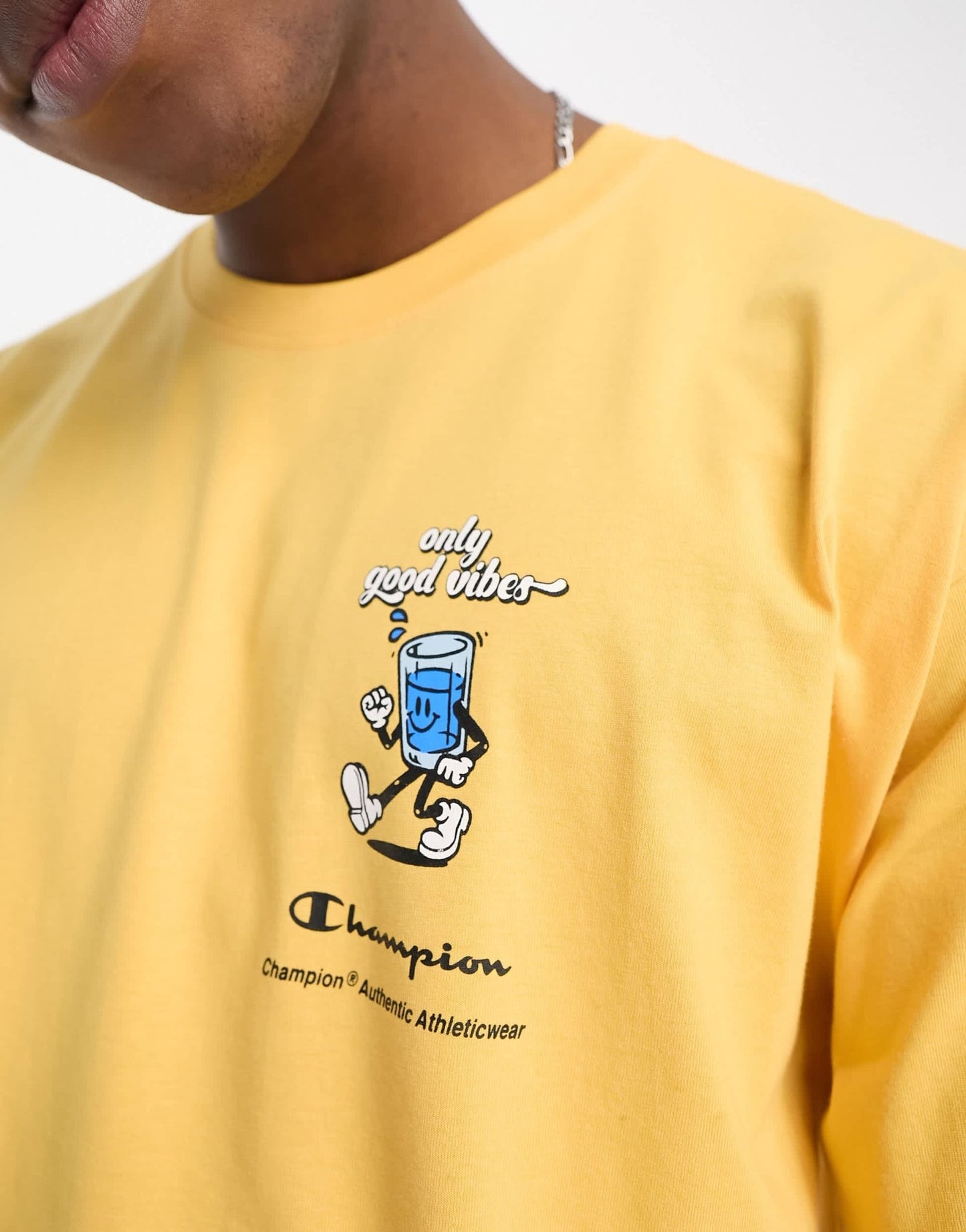 Champion Rochester good vibes graphic print t-shirt in yellow - ASOS Sample Sale