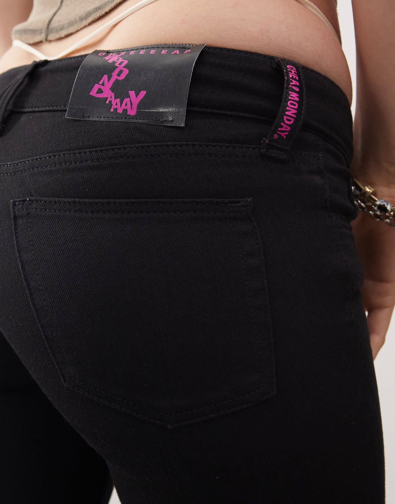 Cheap Monday Flare Low stretch jeans in black rinse wash - ASOS Sample Sale