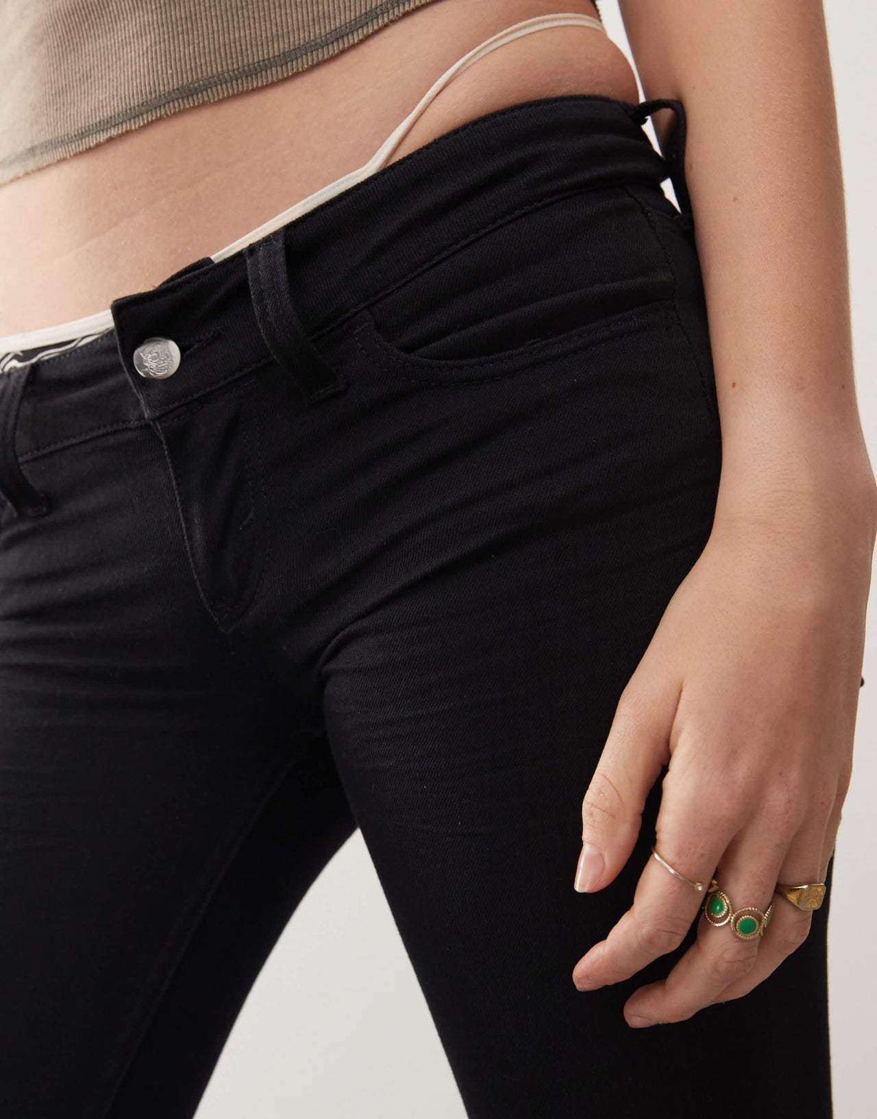 Cheap Monday Flare Low stretch jeans in black rinse wash - ASOS Sample Sale