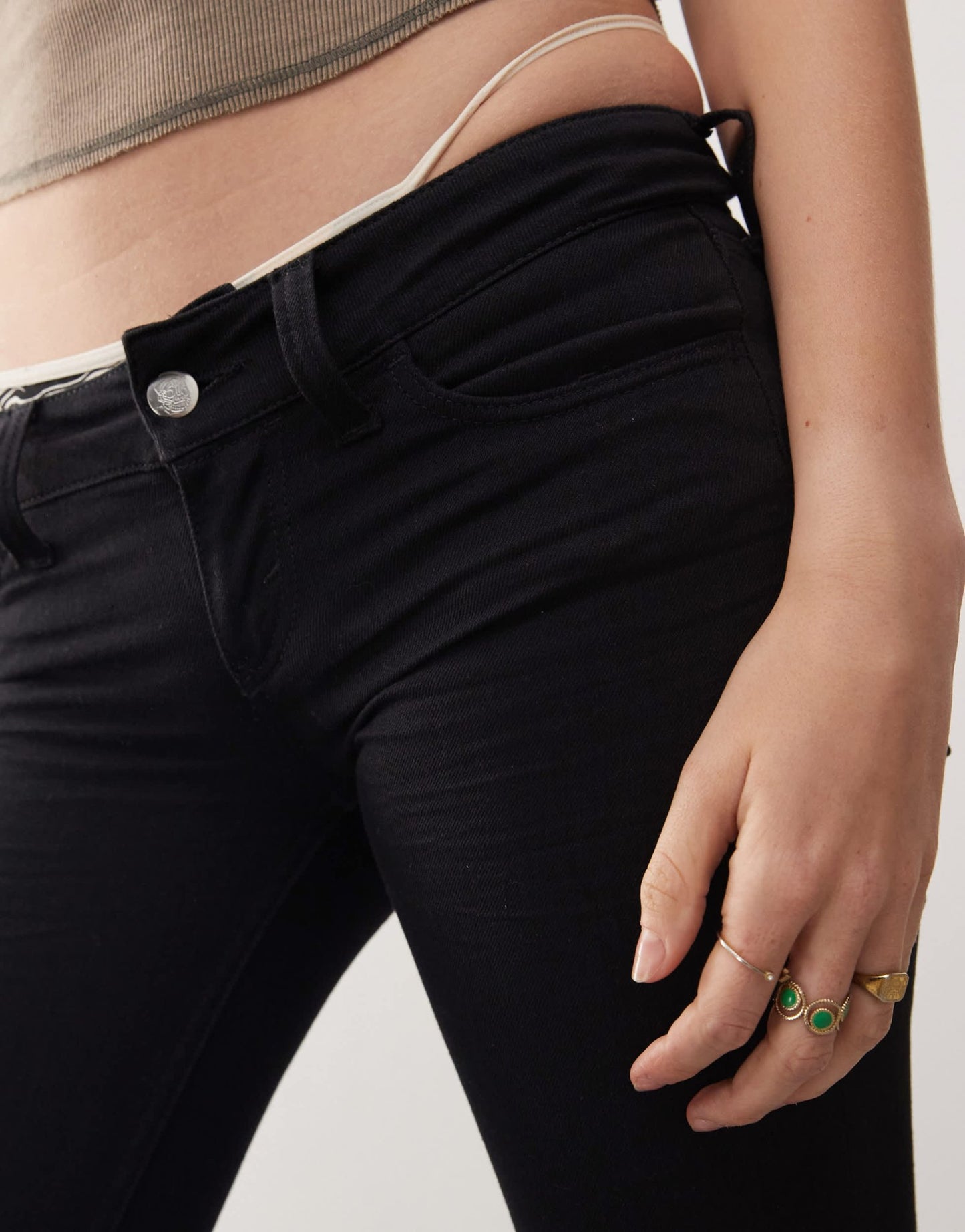 Cheap Monday Flare Low stretch jeans in black rinse wash - ASOS Sample Sale