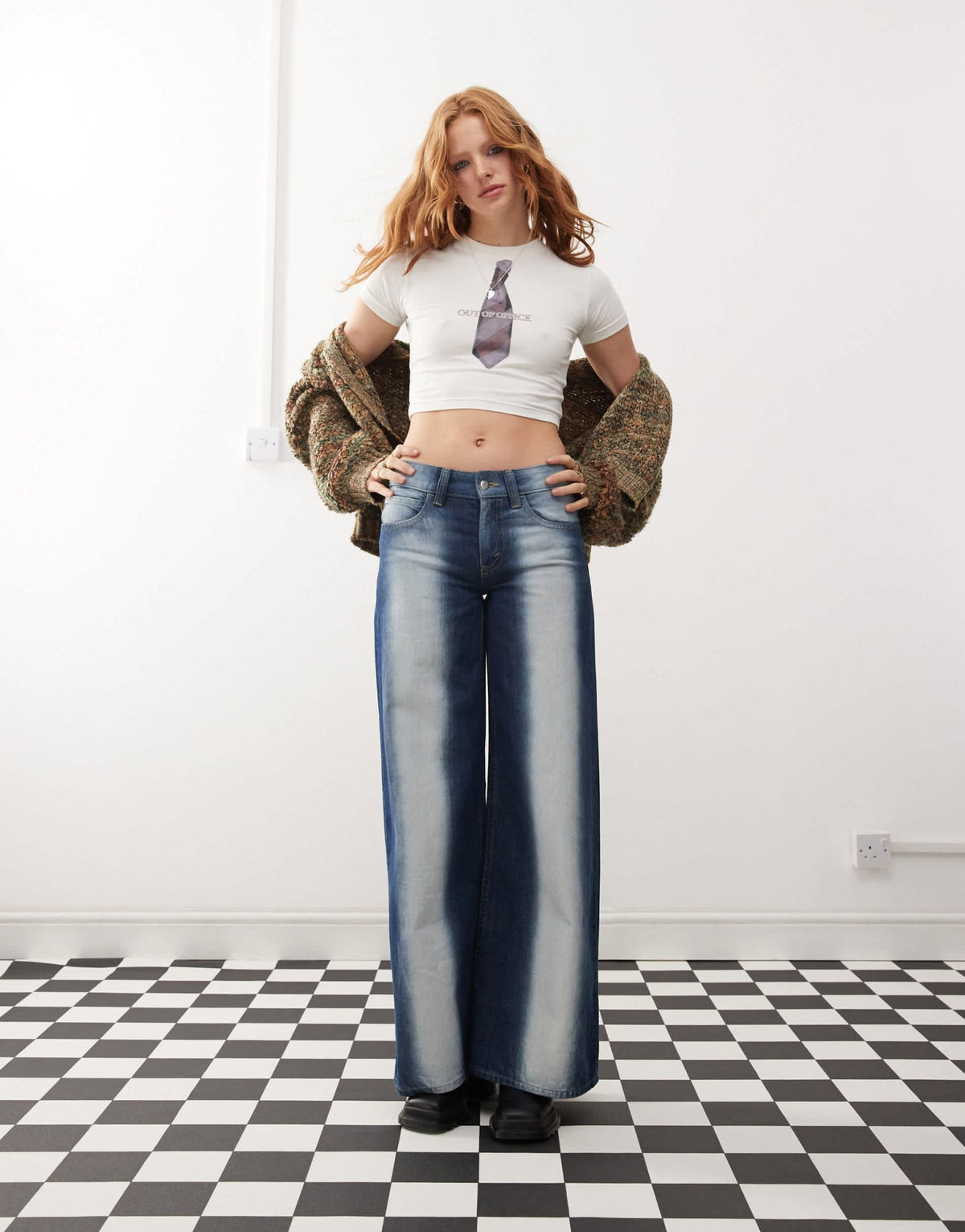 Cheap Monday Poser mid rise wide leg skater jeans with extreme spray in rinse wash blue - ASOS Sample Sale