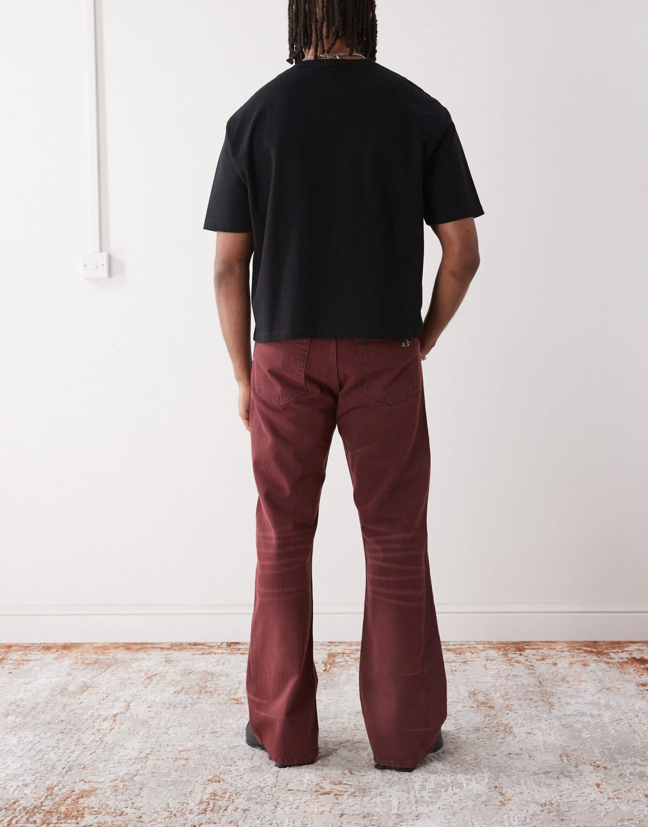 Cheap Monday x Landon Barker Boo Bootleg jeans in burgundy wash - ASOS Sample Sale