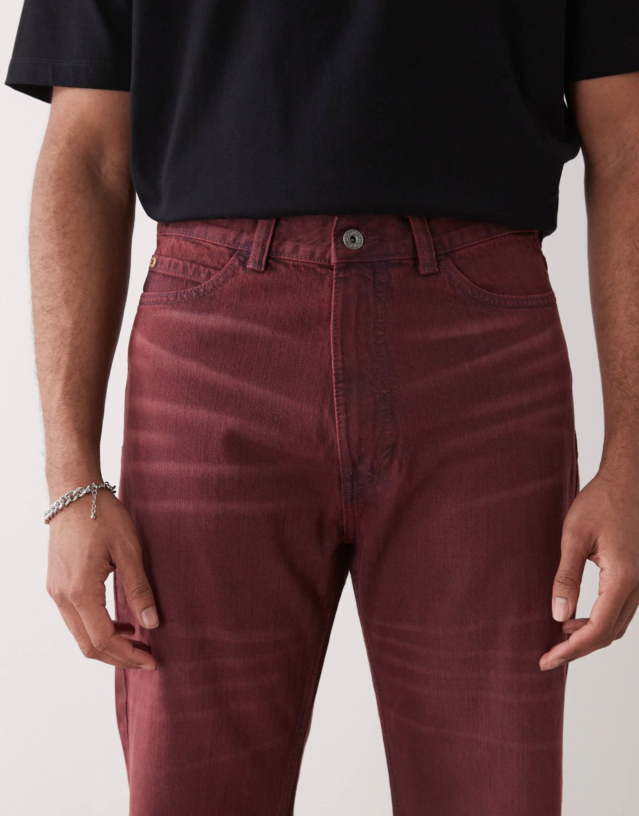 Cheap Monday x Landon Barker Boo Bootleg jeans in burgundy wash - ASOS Sample Sale