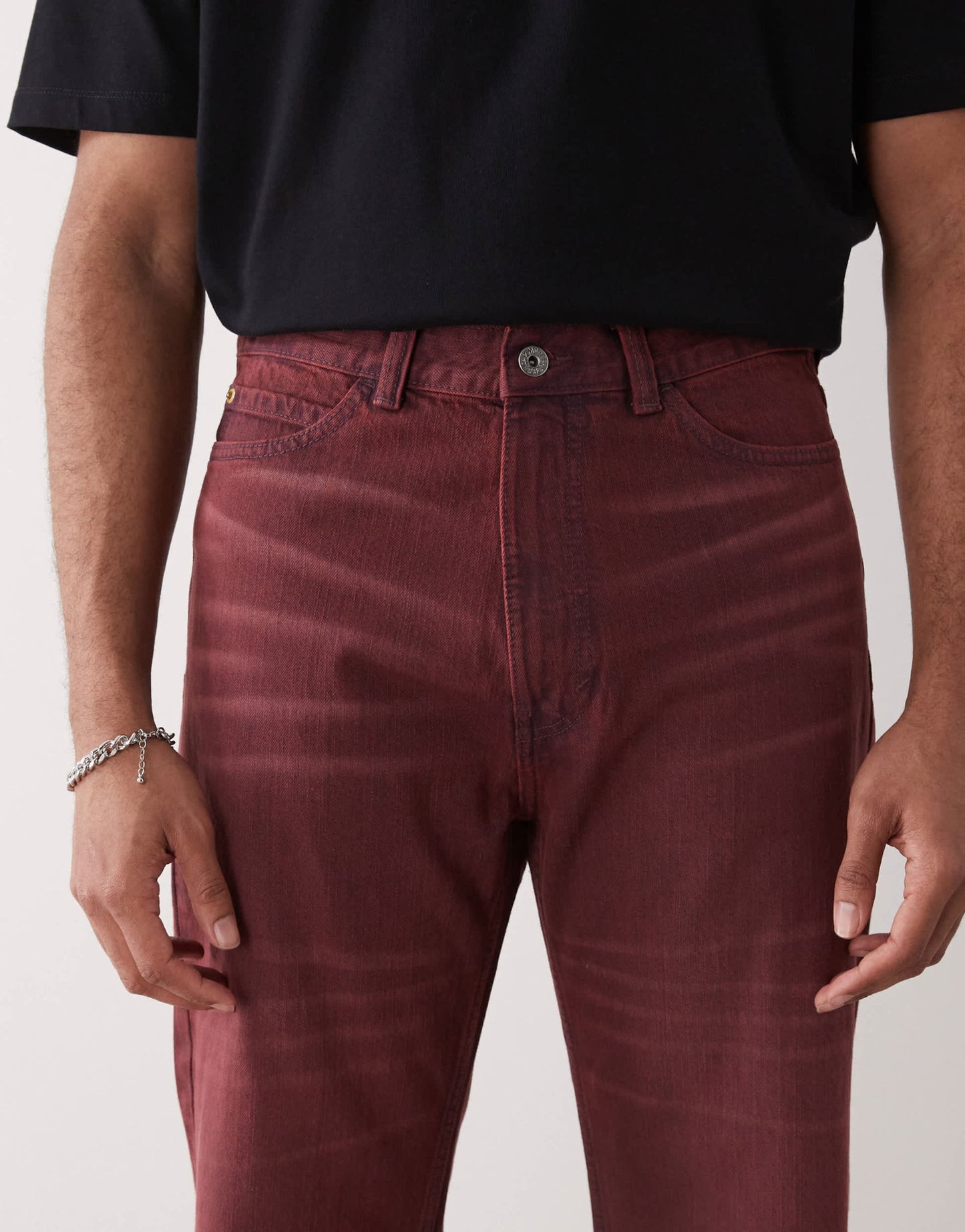 Cheap Monday x Landon Barker Boo Bootleg jeans in burgundy wash - ASOS Sample Sale