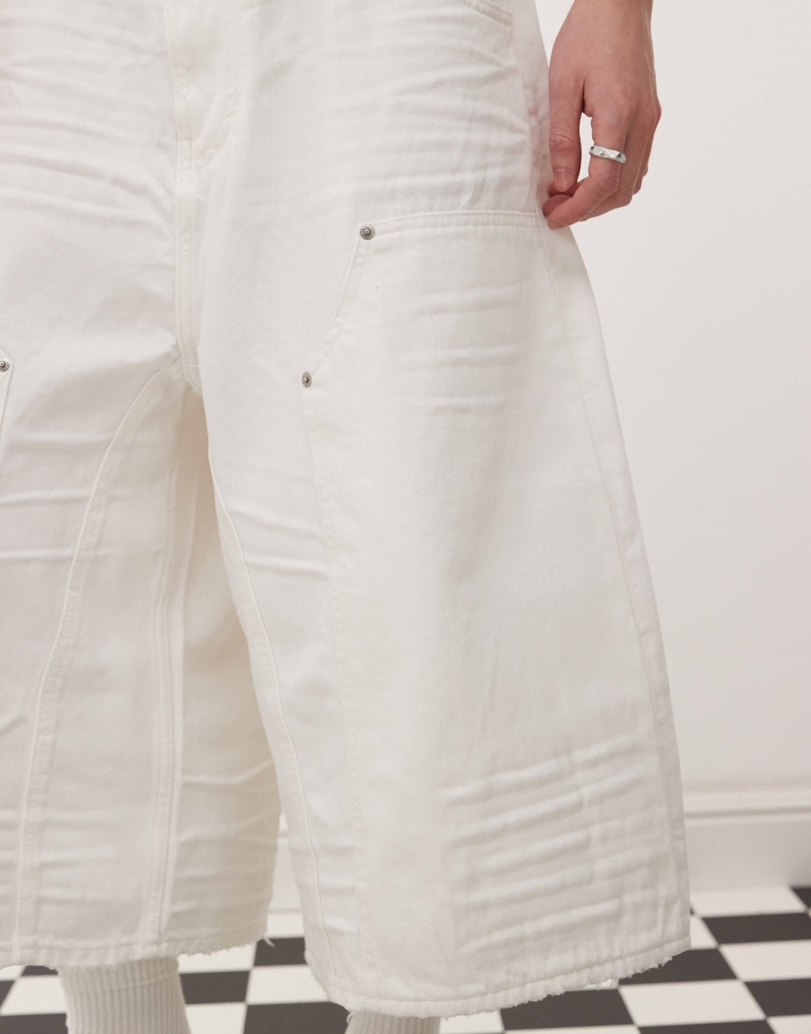 Cheap Monday x Landon Barker Dunno jorts in white - ASOS Sample Sale