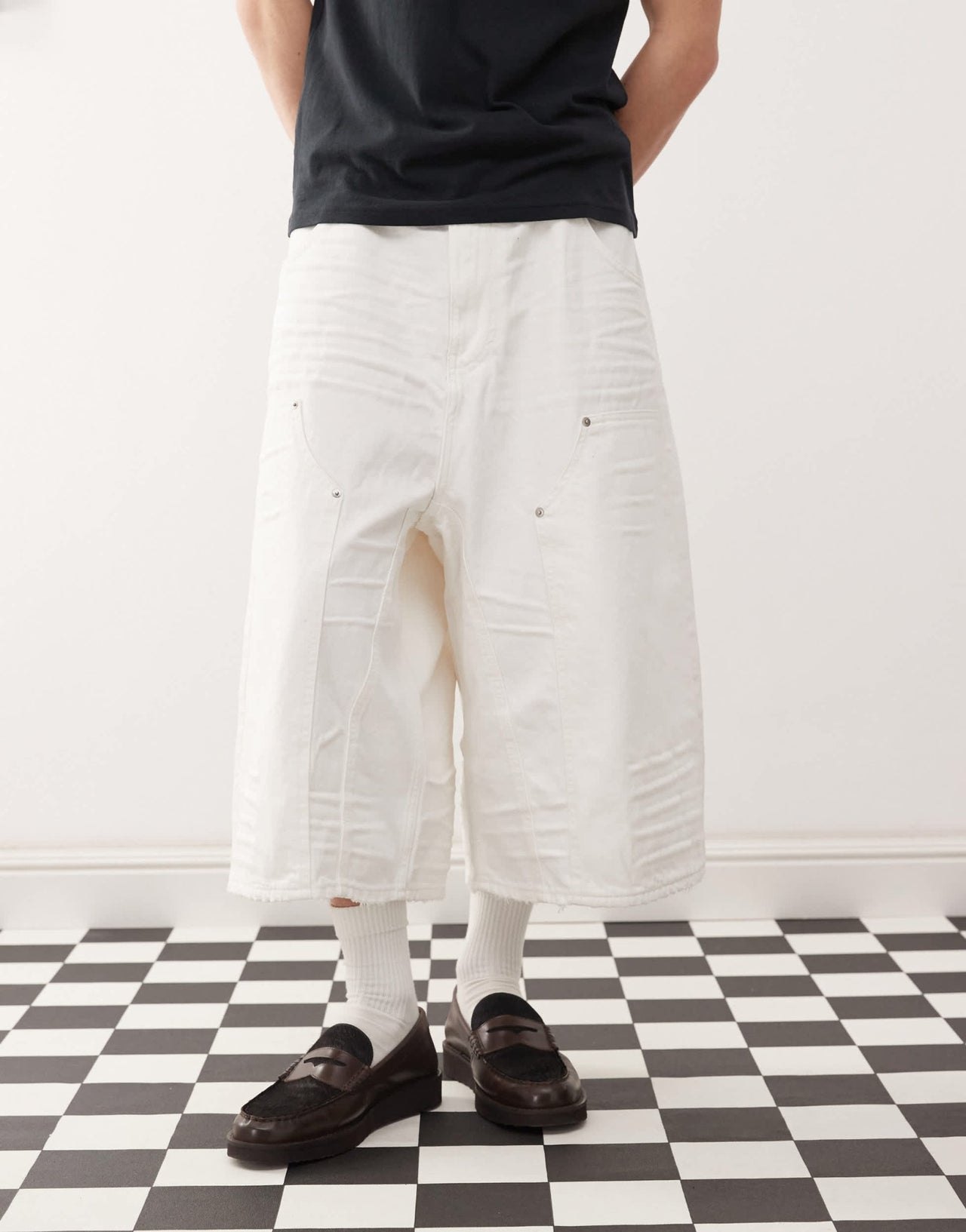 Cheap Monday x Landon Barker Dunno jorts in white - ASOS Sample Sale
