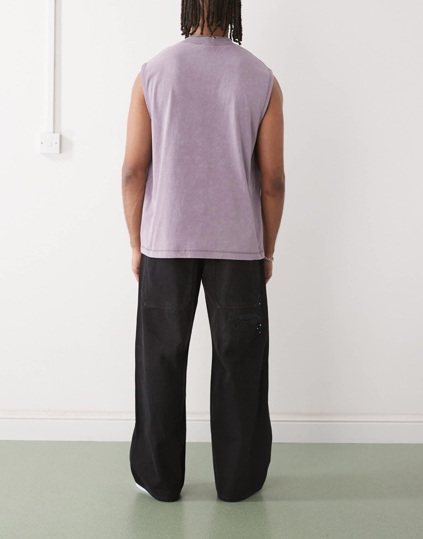 Cheap Monday x Landon Barker Looser baggy jeans with Swarovski embellishment and rips in black - ASOS Sample Sale