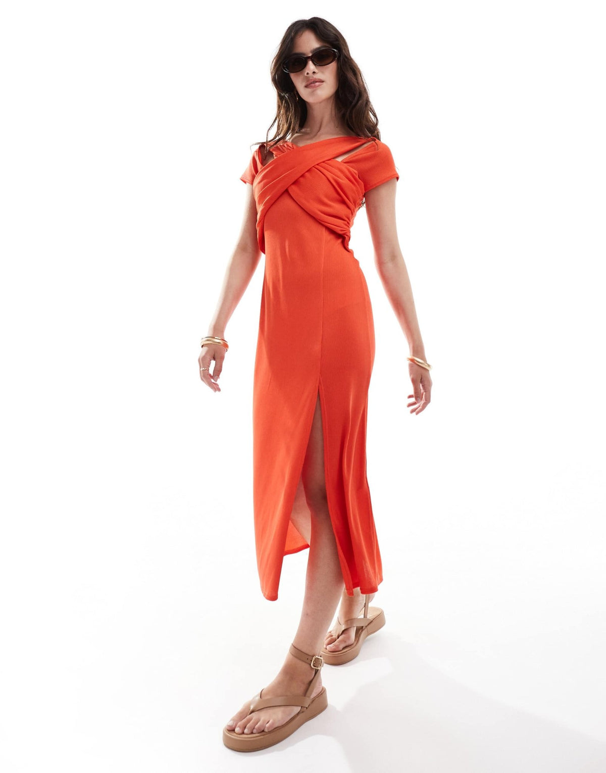 Closet London cross front midi dress in fiery red - ASOS Sample Sale
